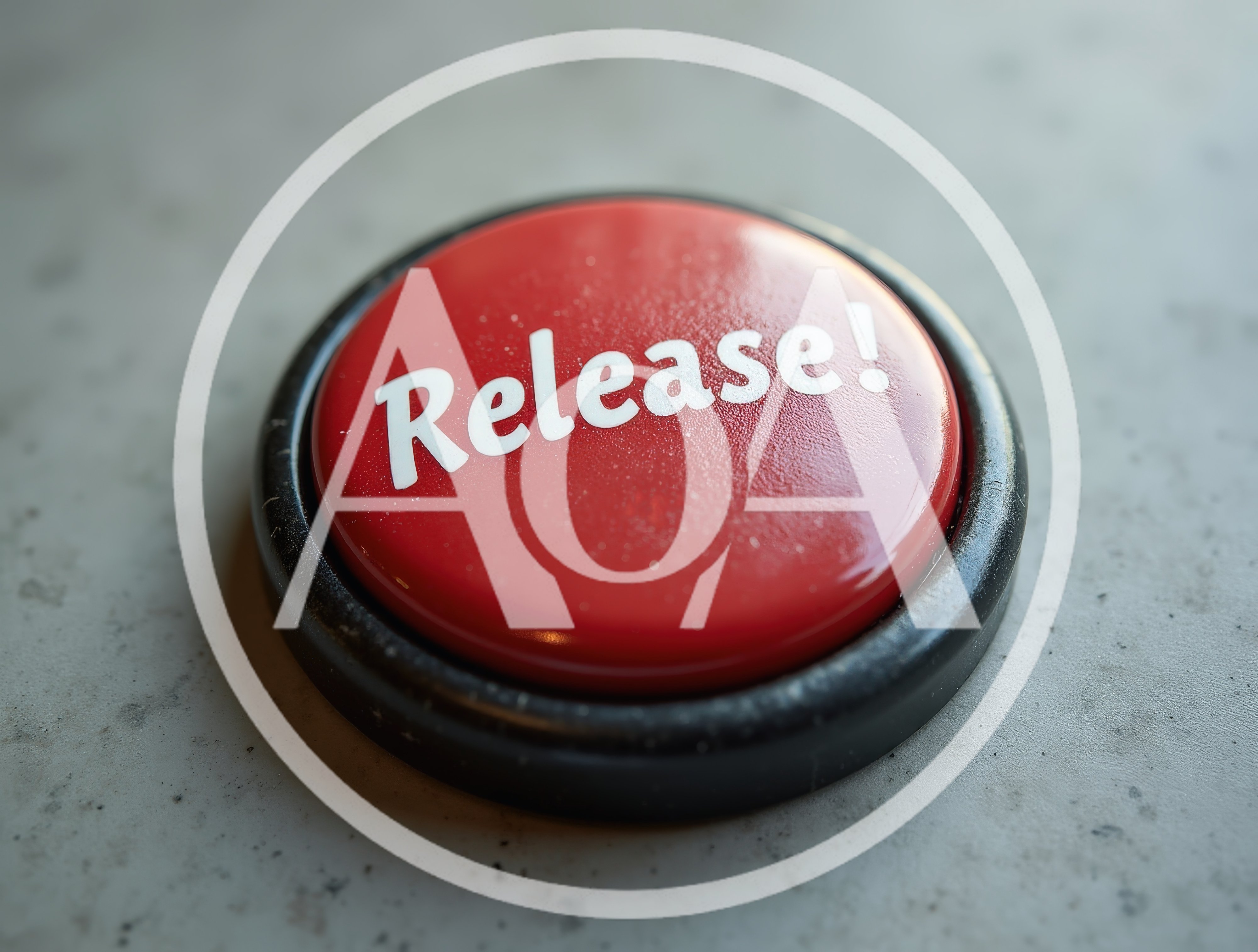Red Release Button On A Textured Surface