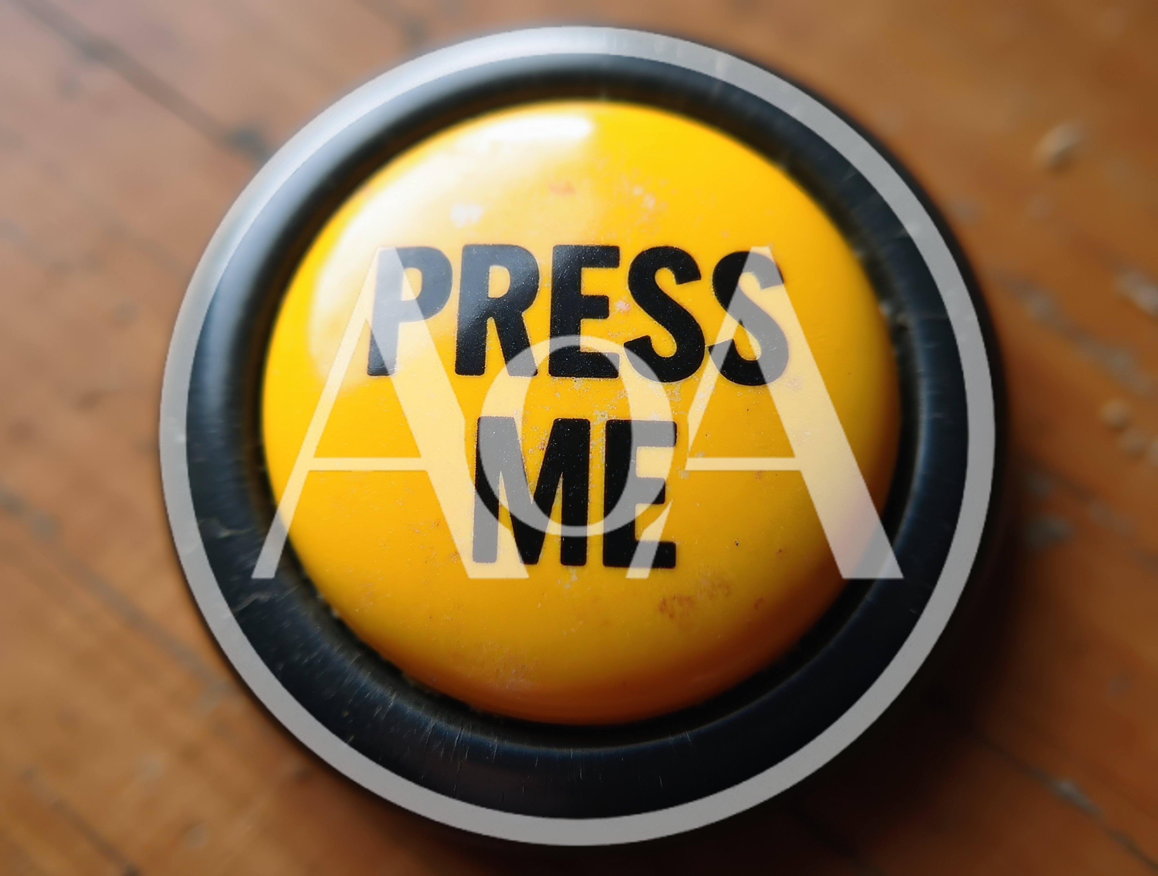 Yellow Press Me Button On Wooden Surface