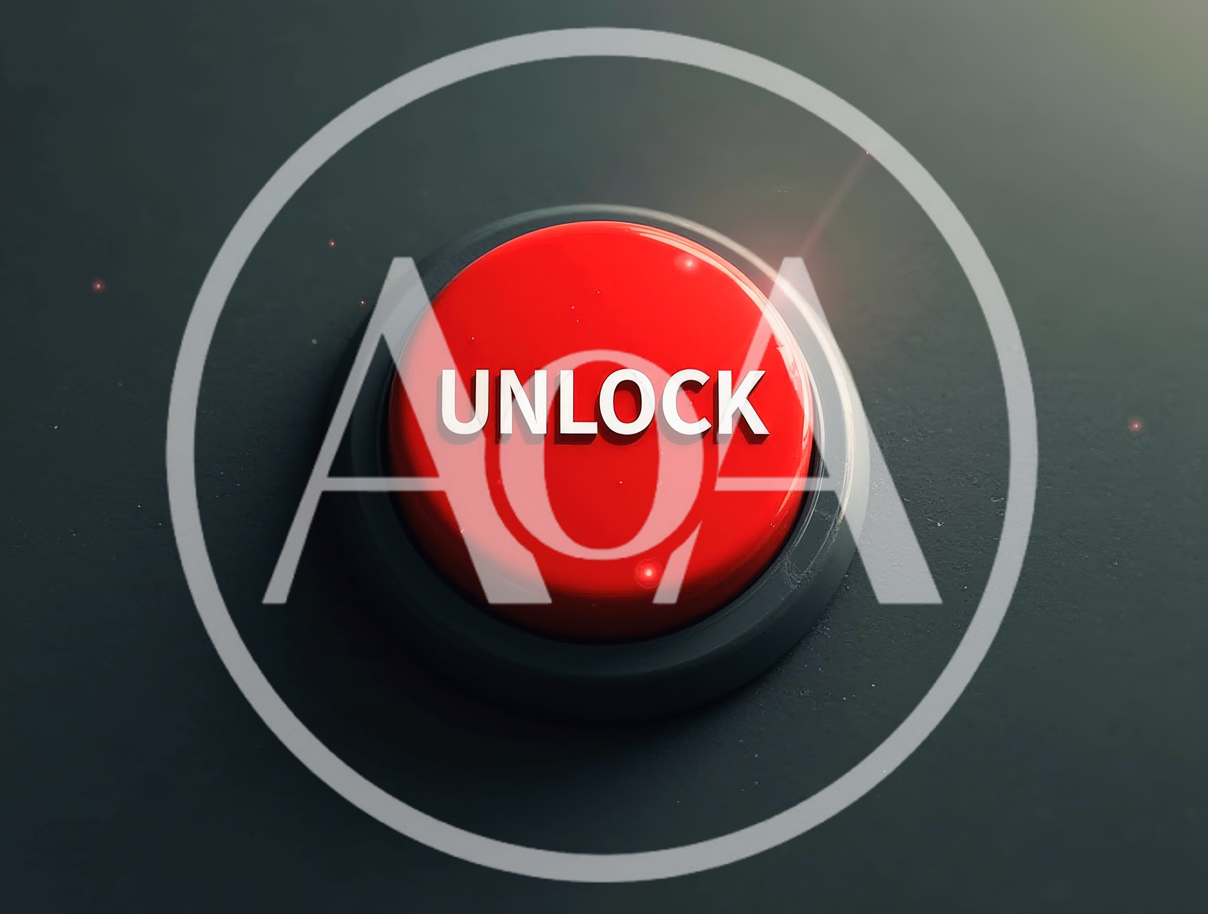 Red Unlock Button On A Dark Surface