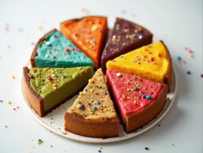 Colorful Sliced Cheesecake With Sprinkles On White Background