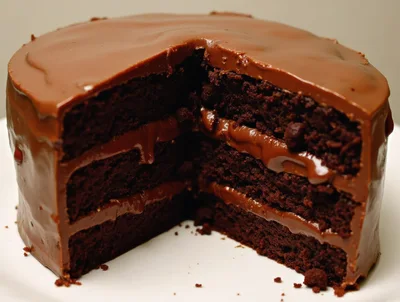 Chocolate Layer Cake With A Slice Removed