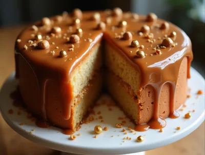 Caramel Drip Cake With Gold Sprinkles