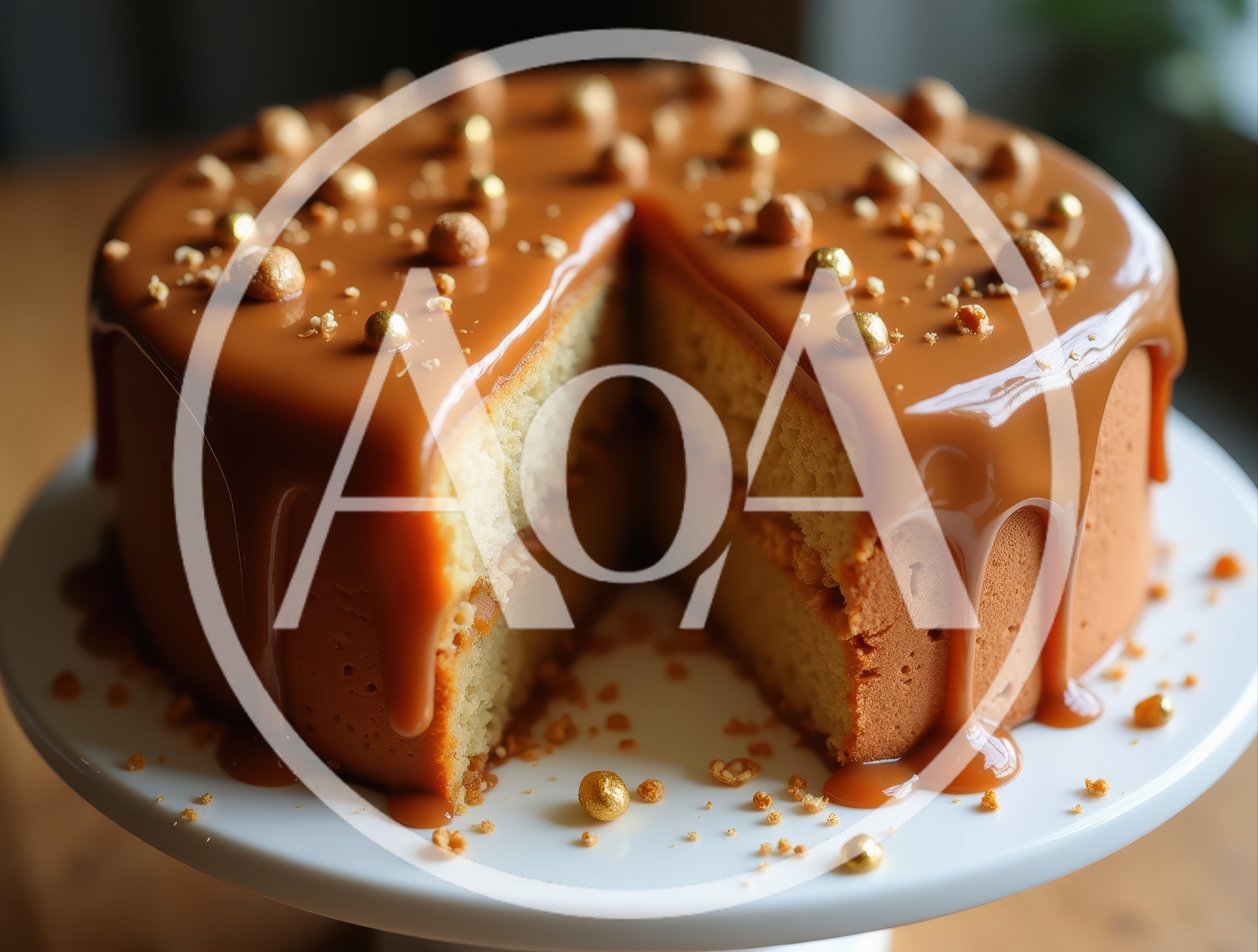Caramel Drip Cake With Gold Sprinkles