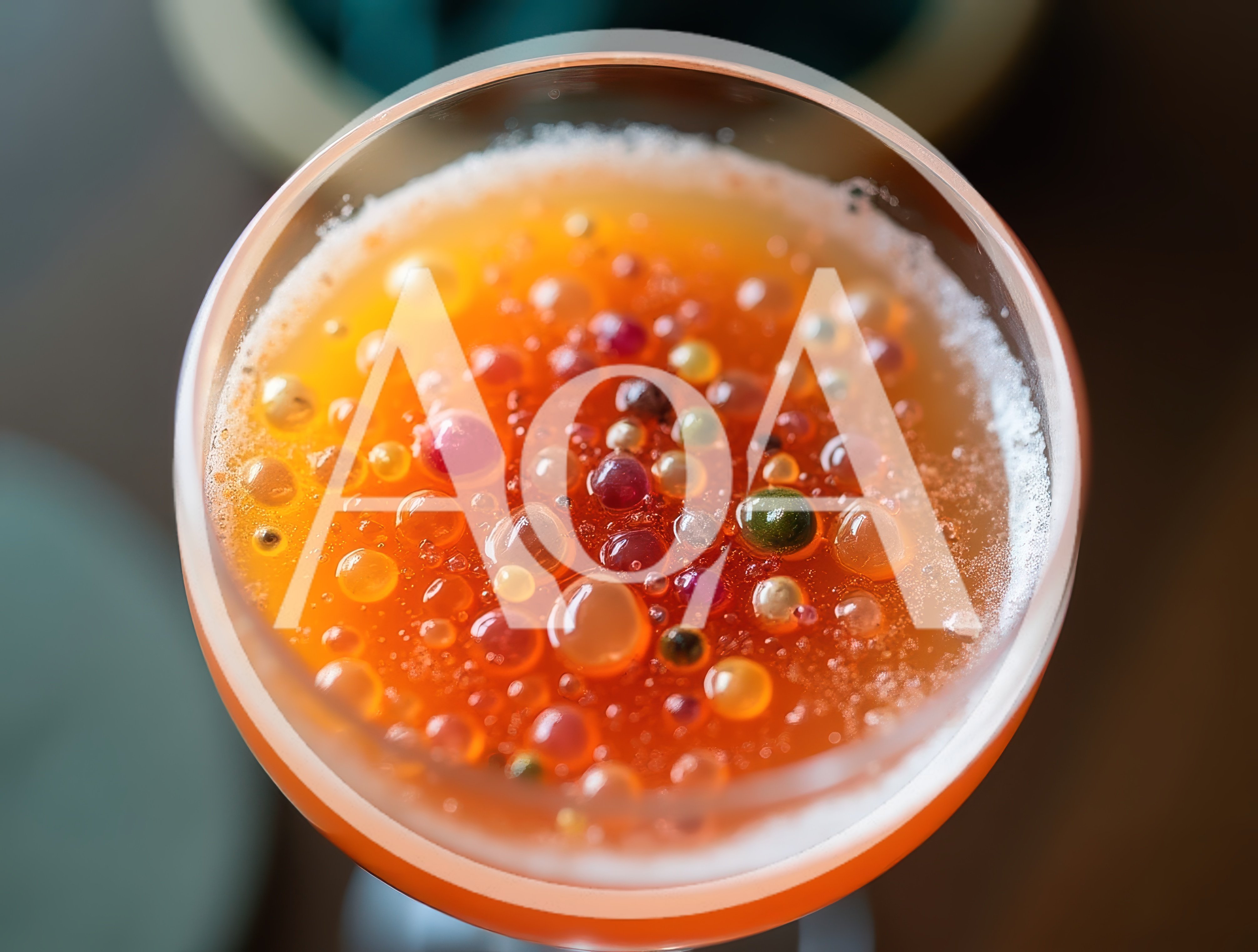 Top Down View Of A Colorful Molecular Gastronomy Cocktail