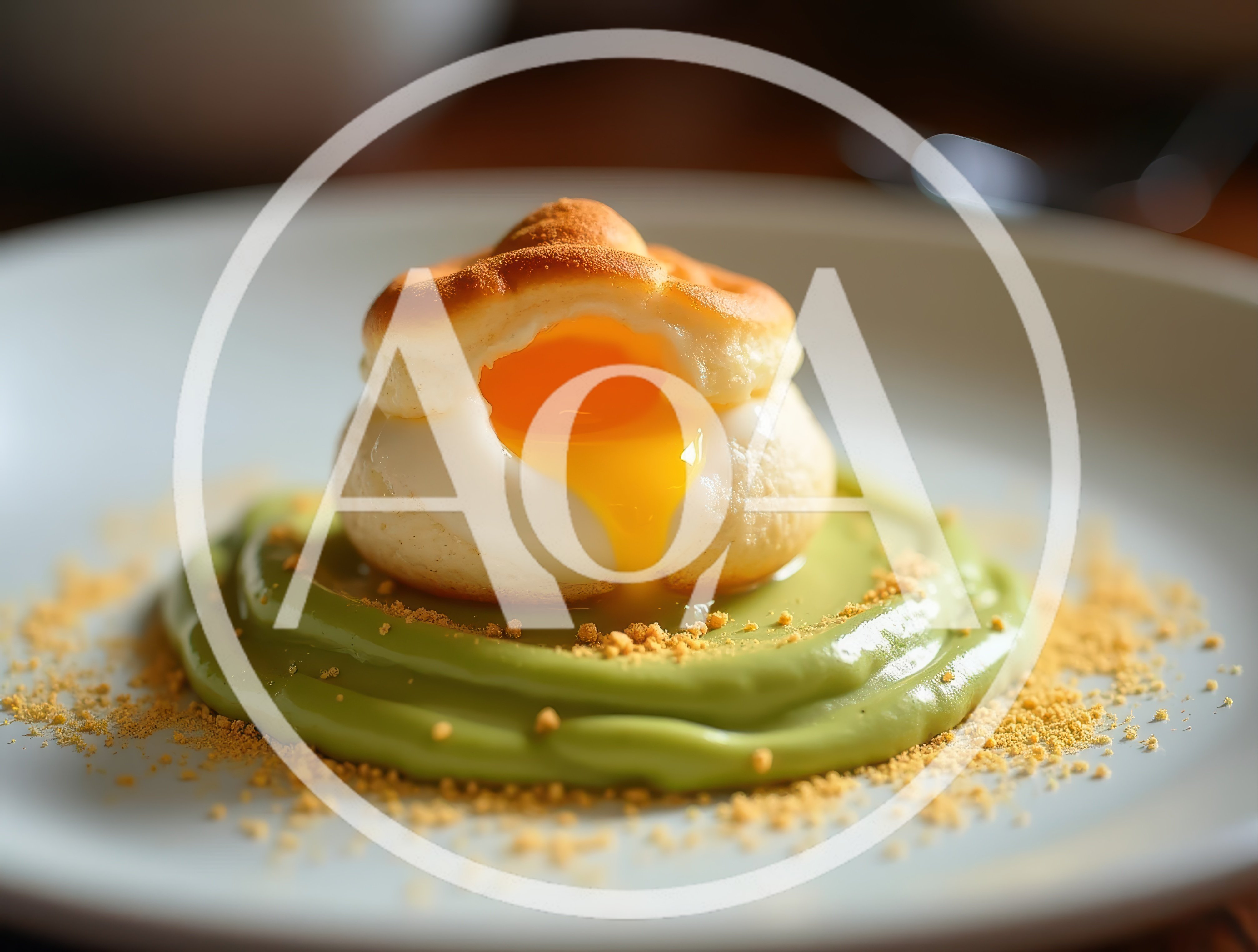 Gourmet Poached Egg On Green Puree