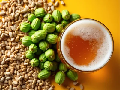 Glass Of Beer With Gooseberries And Sunflower Seeds
