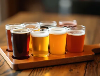 Beer Flight Tasting Paddle on Wooden Table