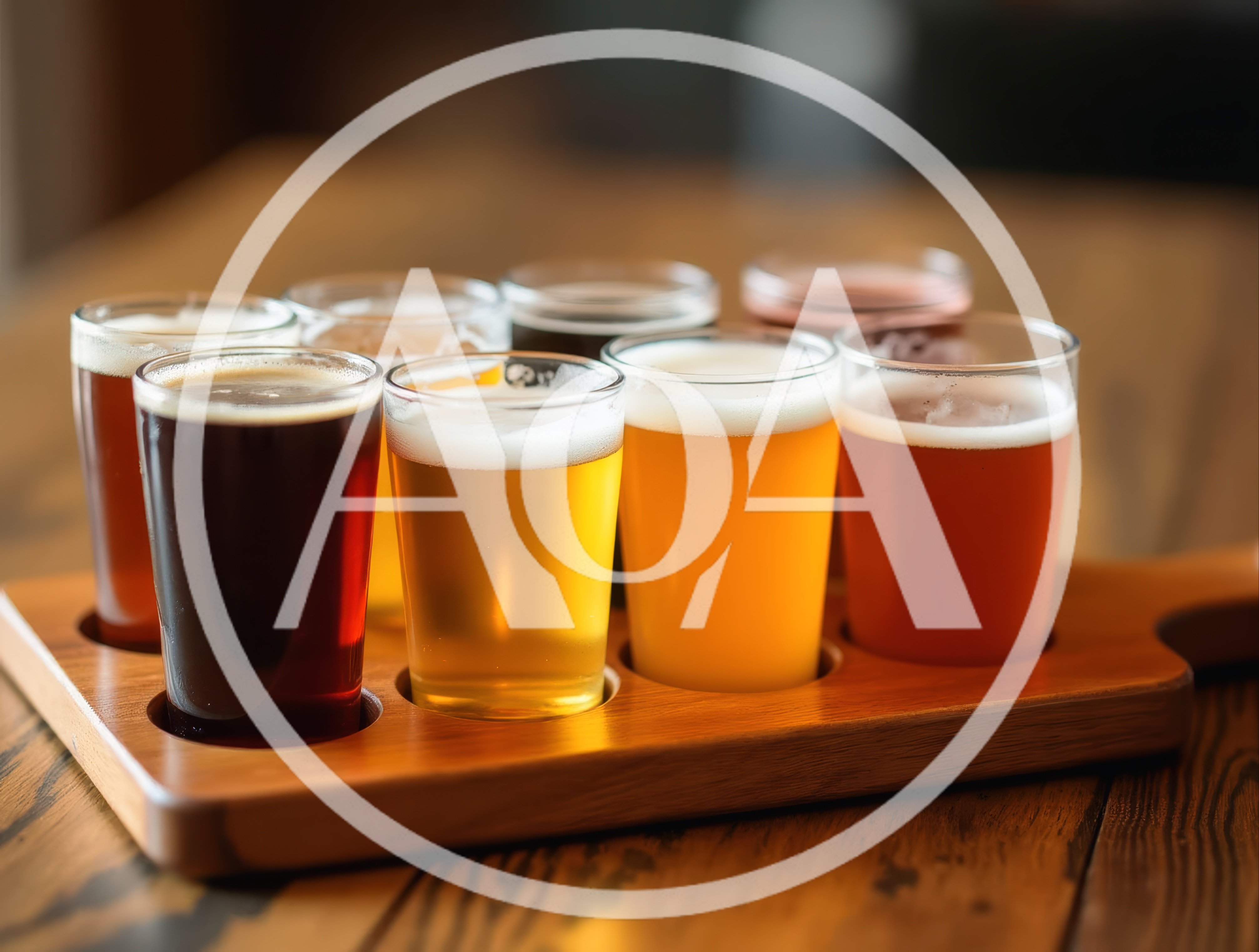Beer Flight Tasting Paddle on Wooden Table