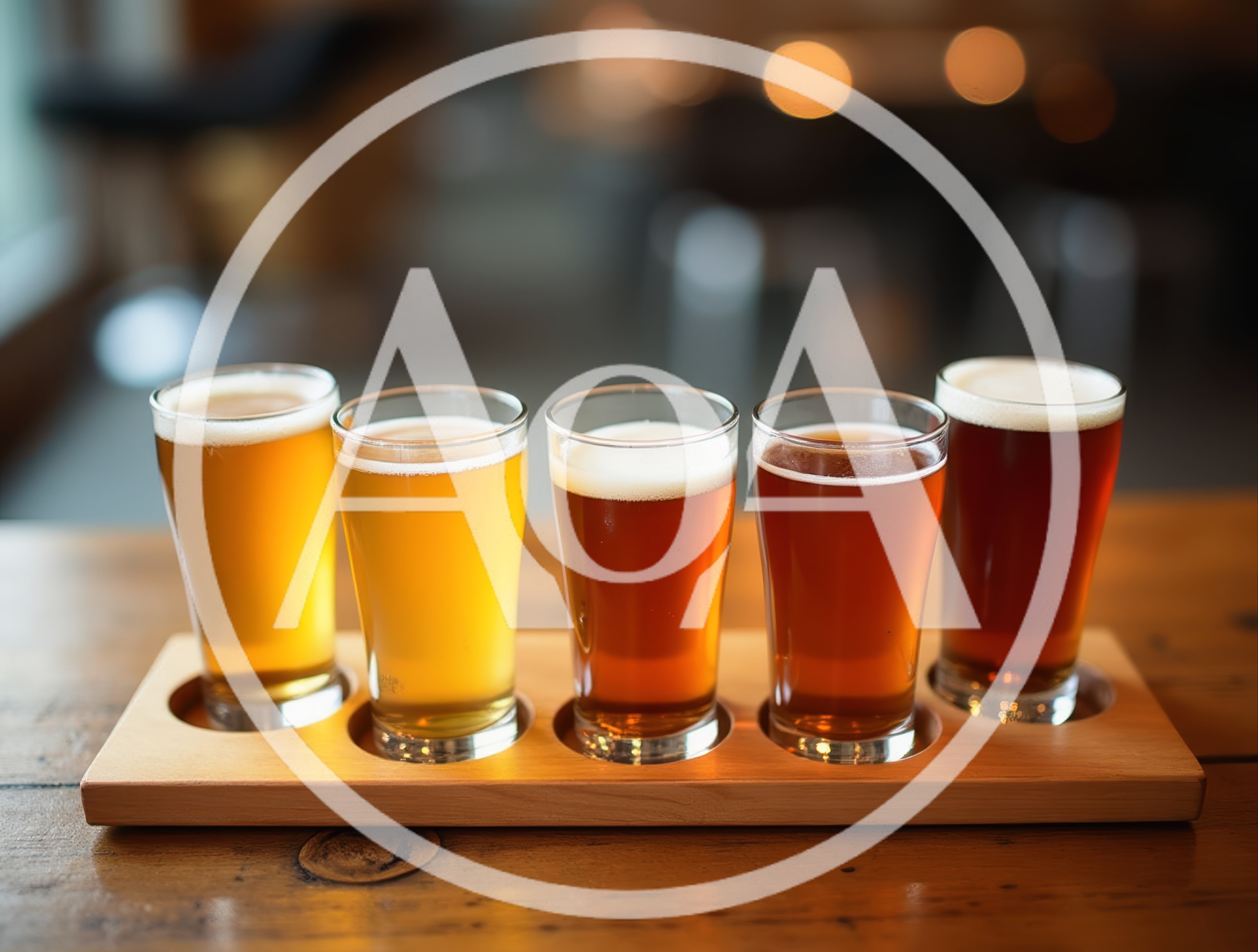 Beer Flight With Five Different Craft Beers