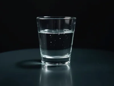 Glass Of Sparkling Water On Dark Surface