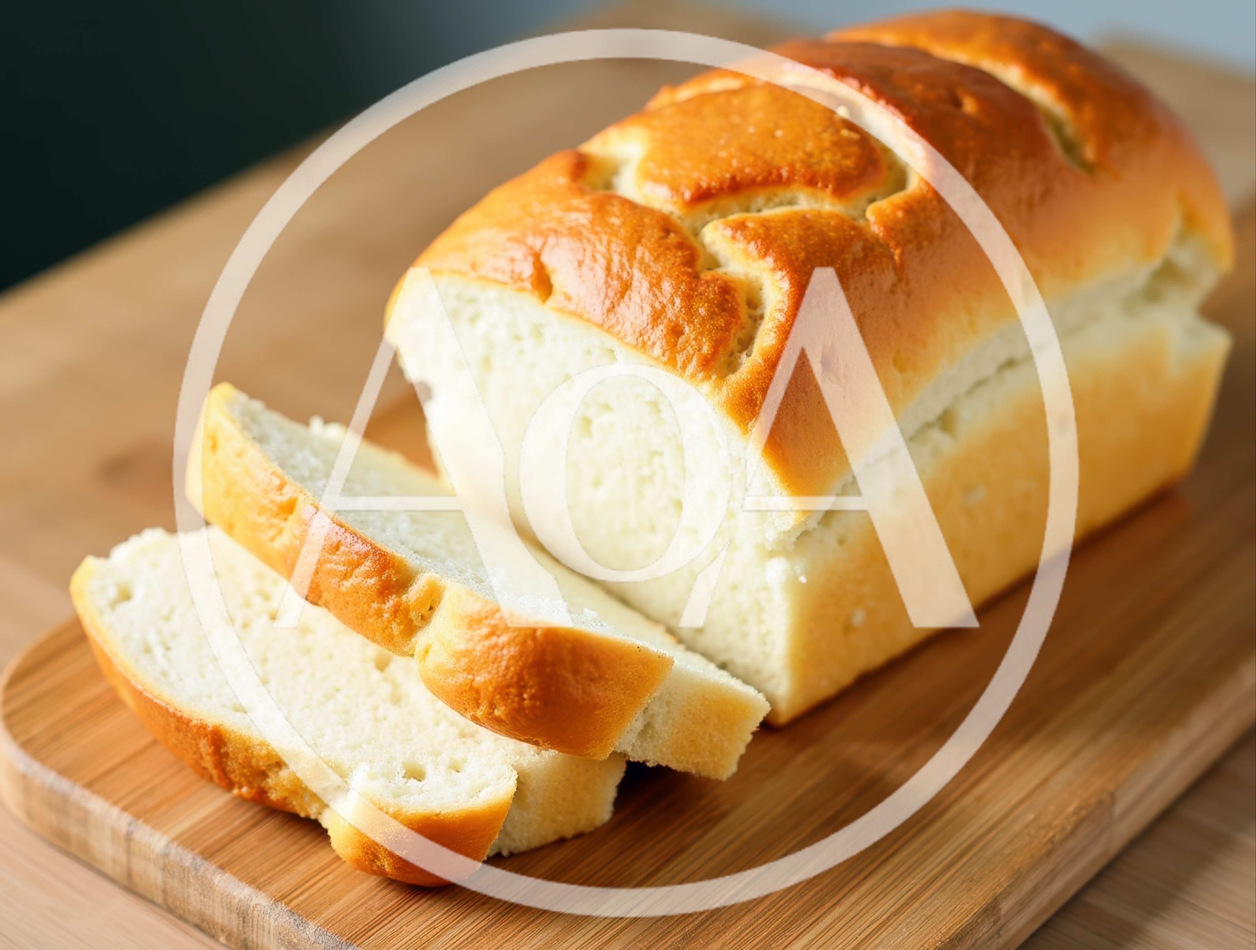 Freshly Baked Loaf Of White Bread On Wooden Board