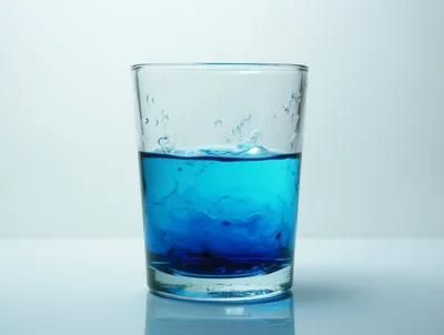 Blue Liquid Swirling Inside A Clear Glass