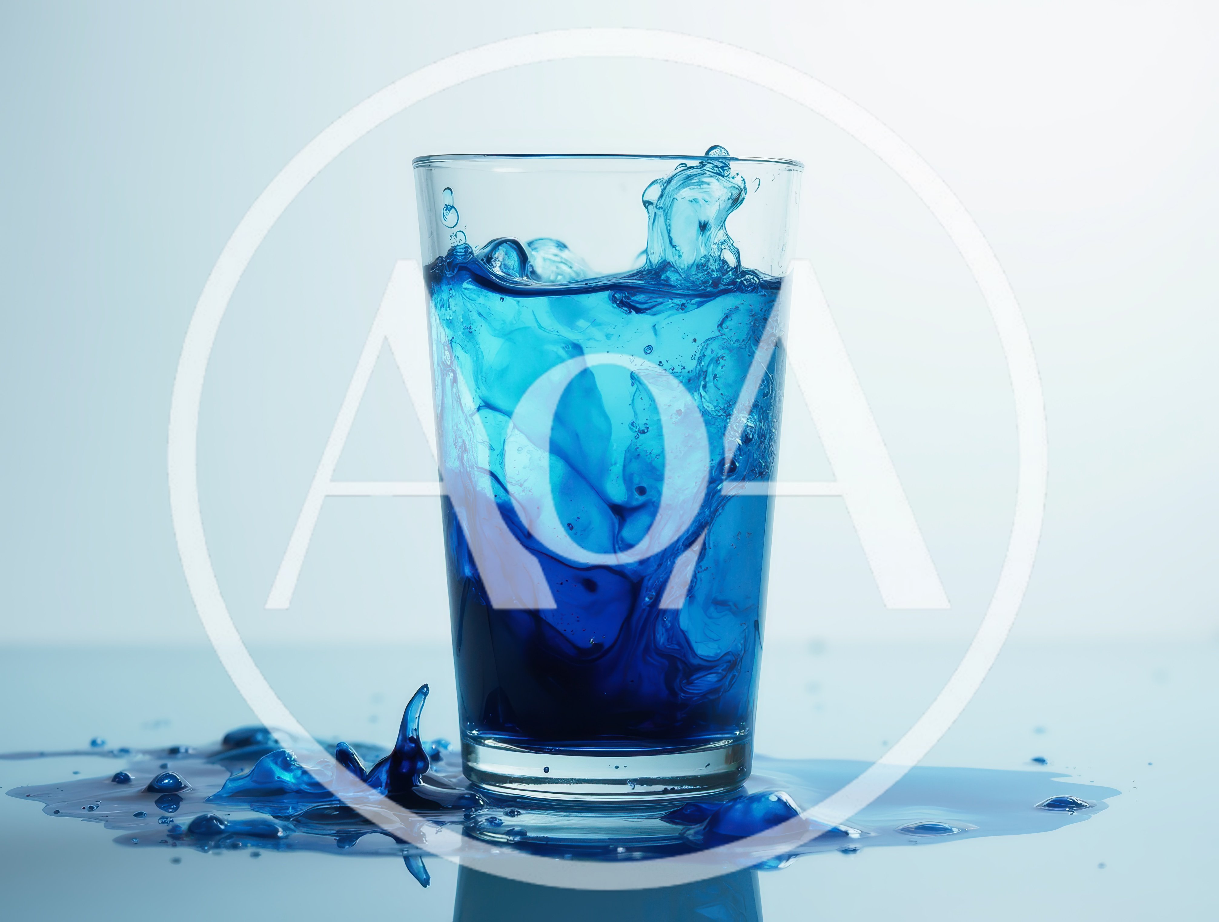 Blue Liquid Splashing Out Of A Glass