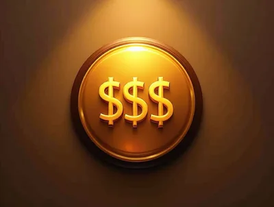 Golden Dollar Sign Symbol On Circular Plaque