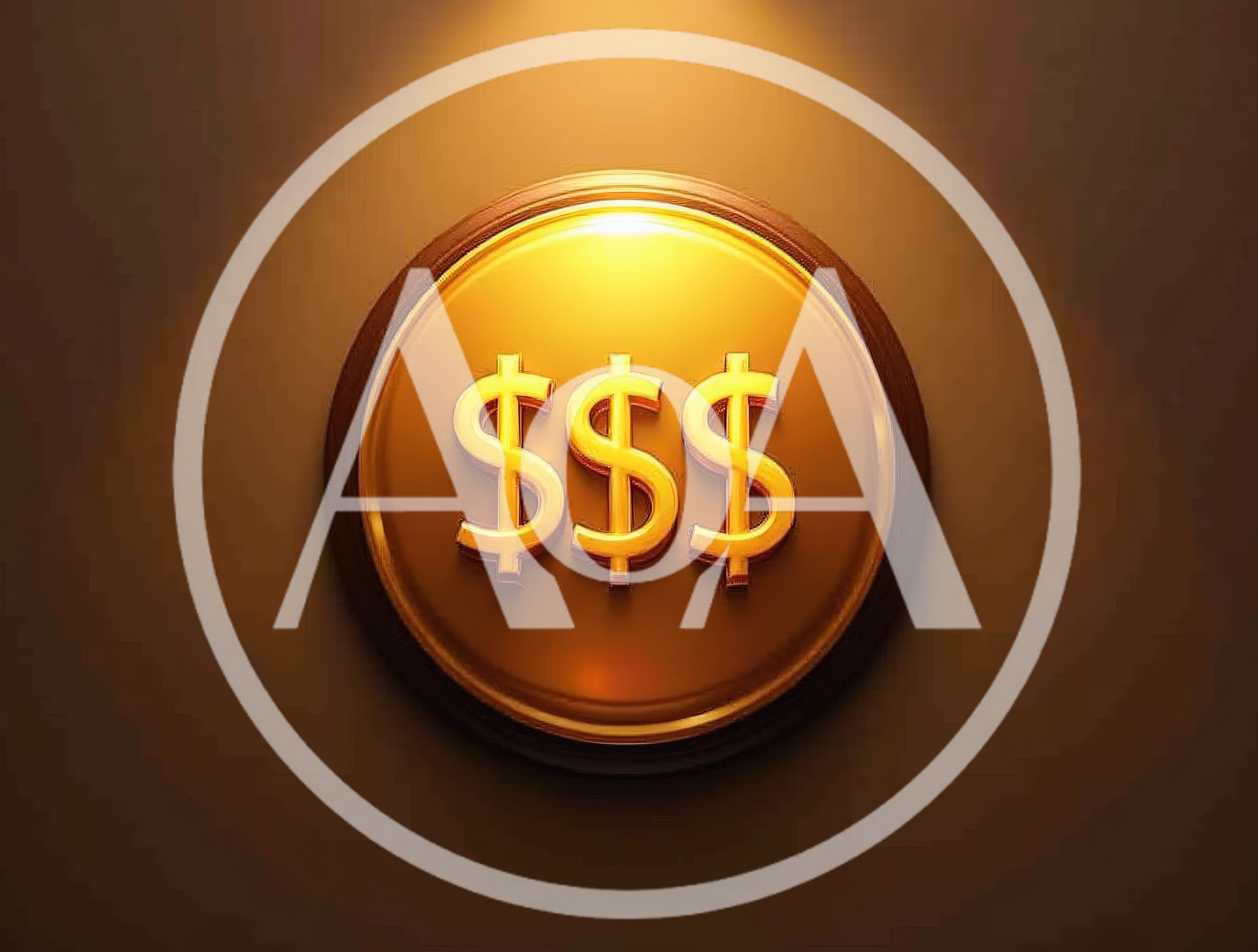 Golden Dollar Sign Symbol On Circular Plaque