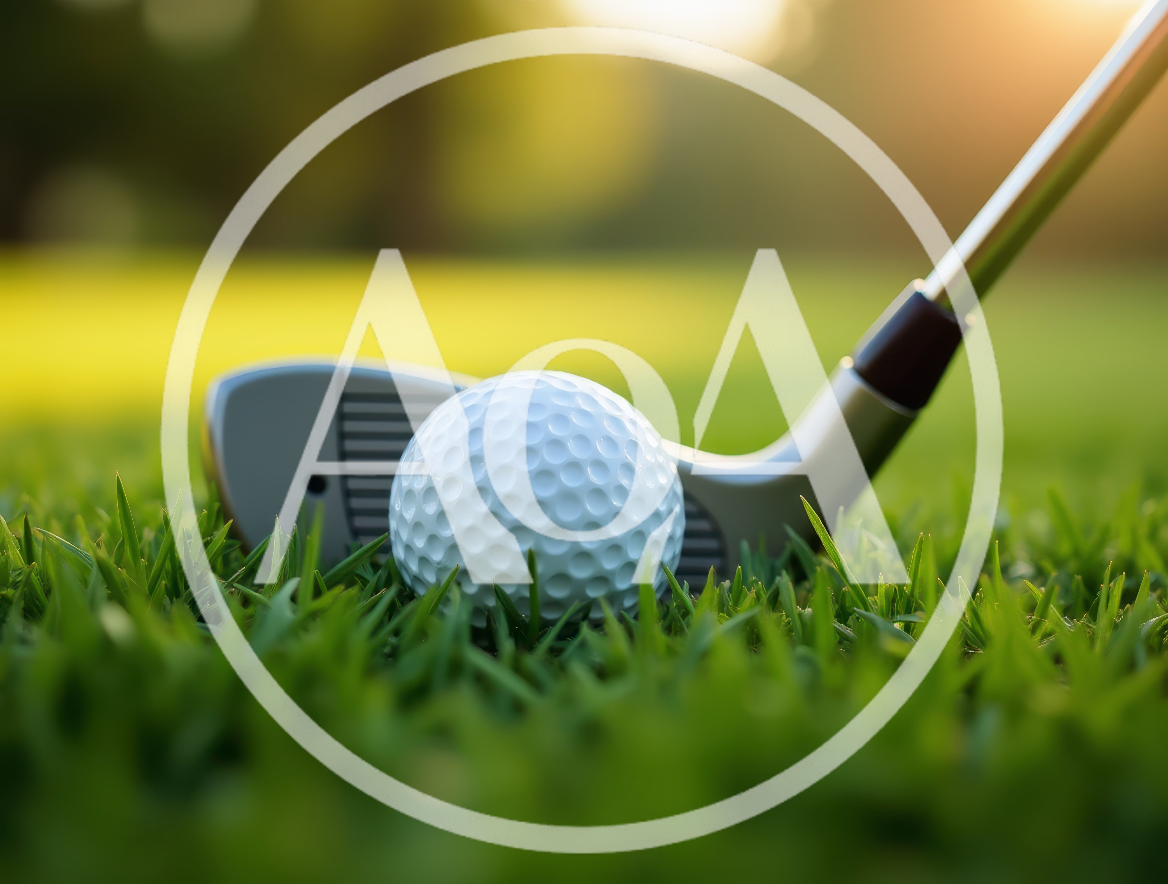 Golf Ball And Iron Club On Green Grass