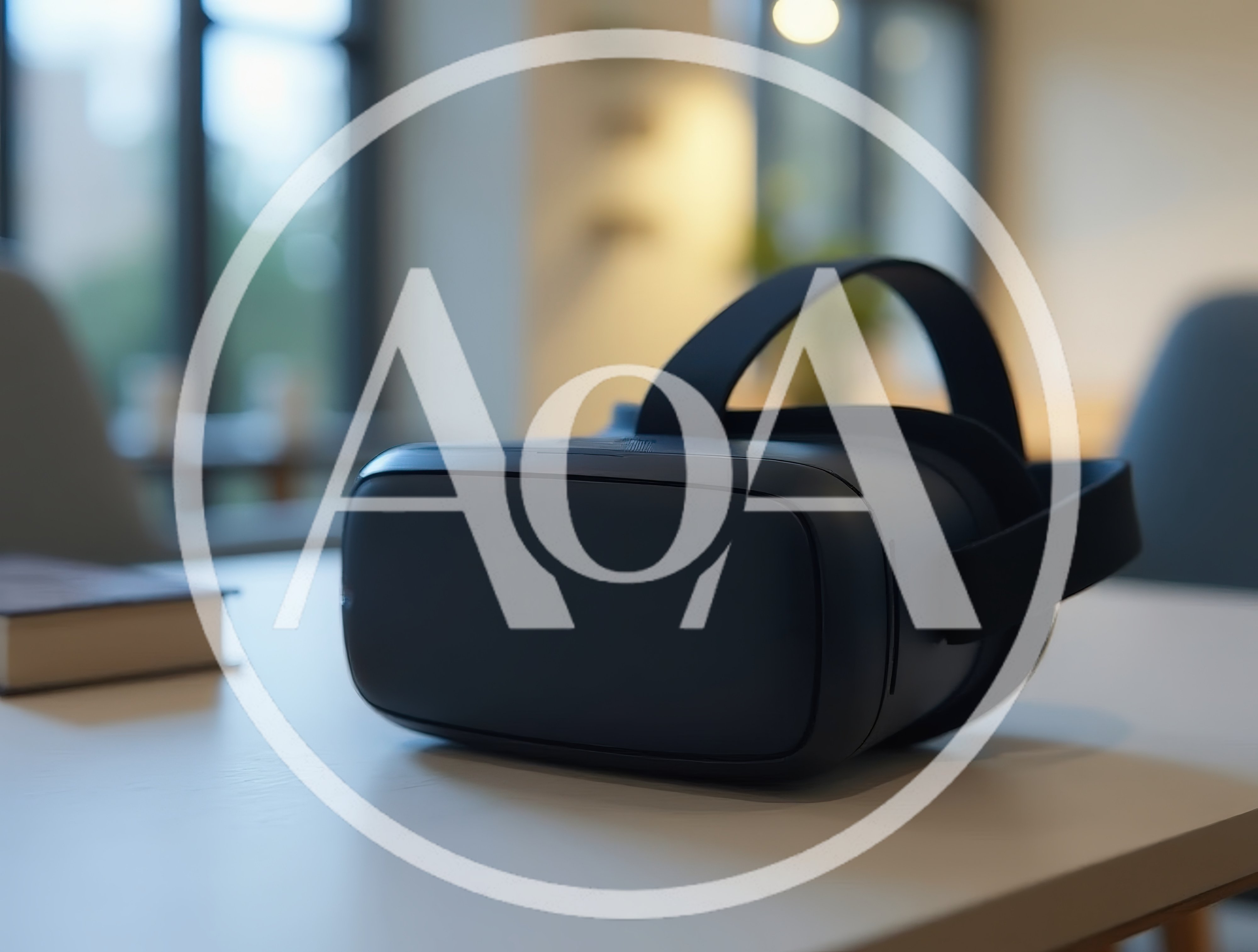Black Virtual Reality Headset Resting On A Table