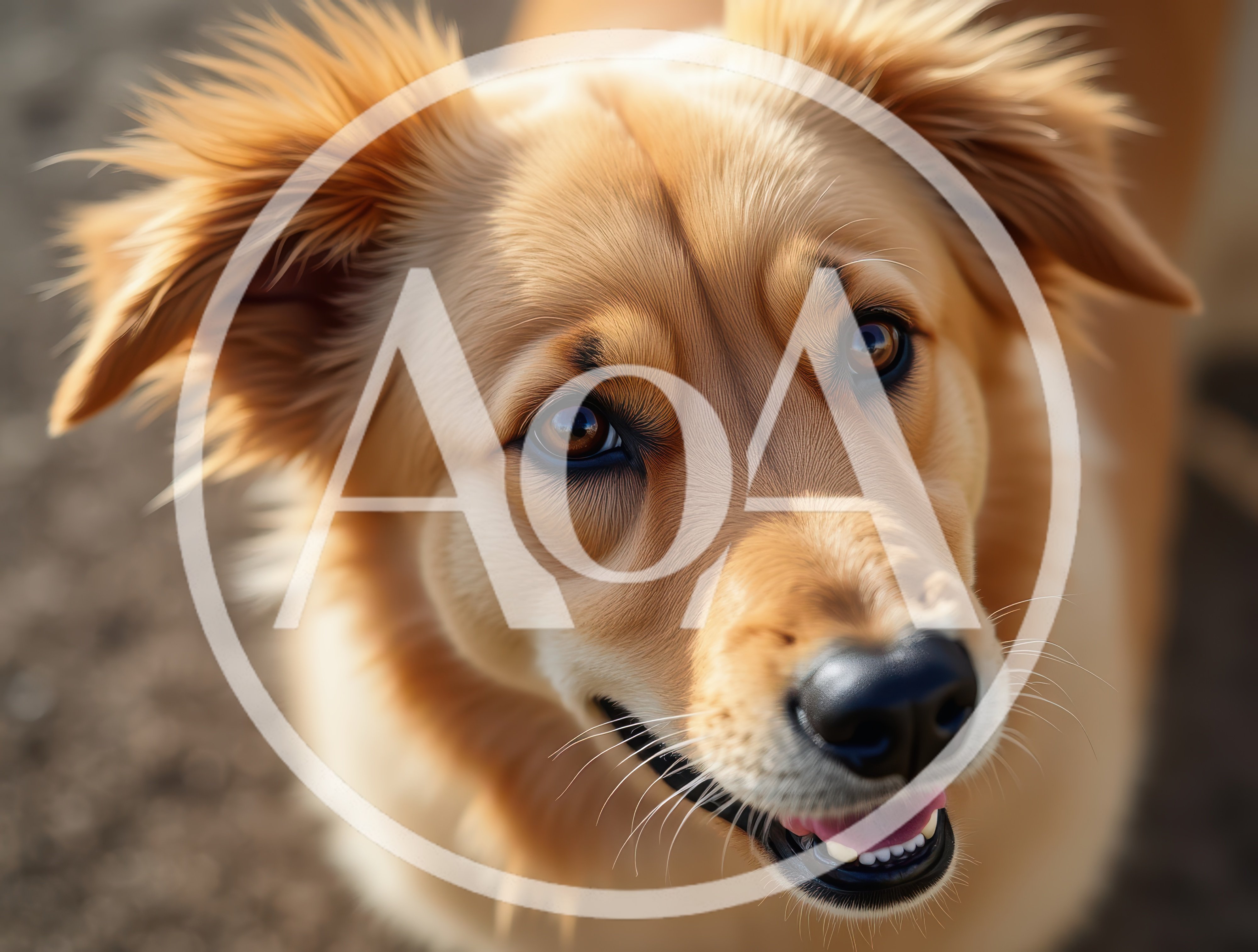 Close Up Portrait Of A Happy Golden Dog