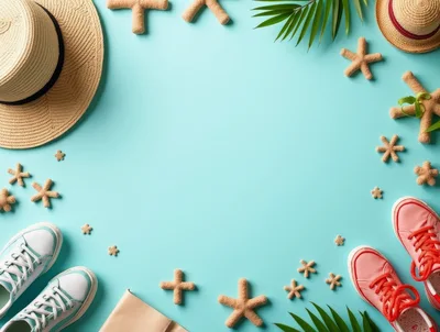 Summer Vacation Flat Lay With Shoes And Accessories