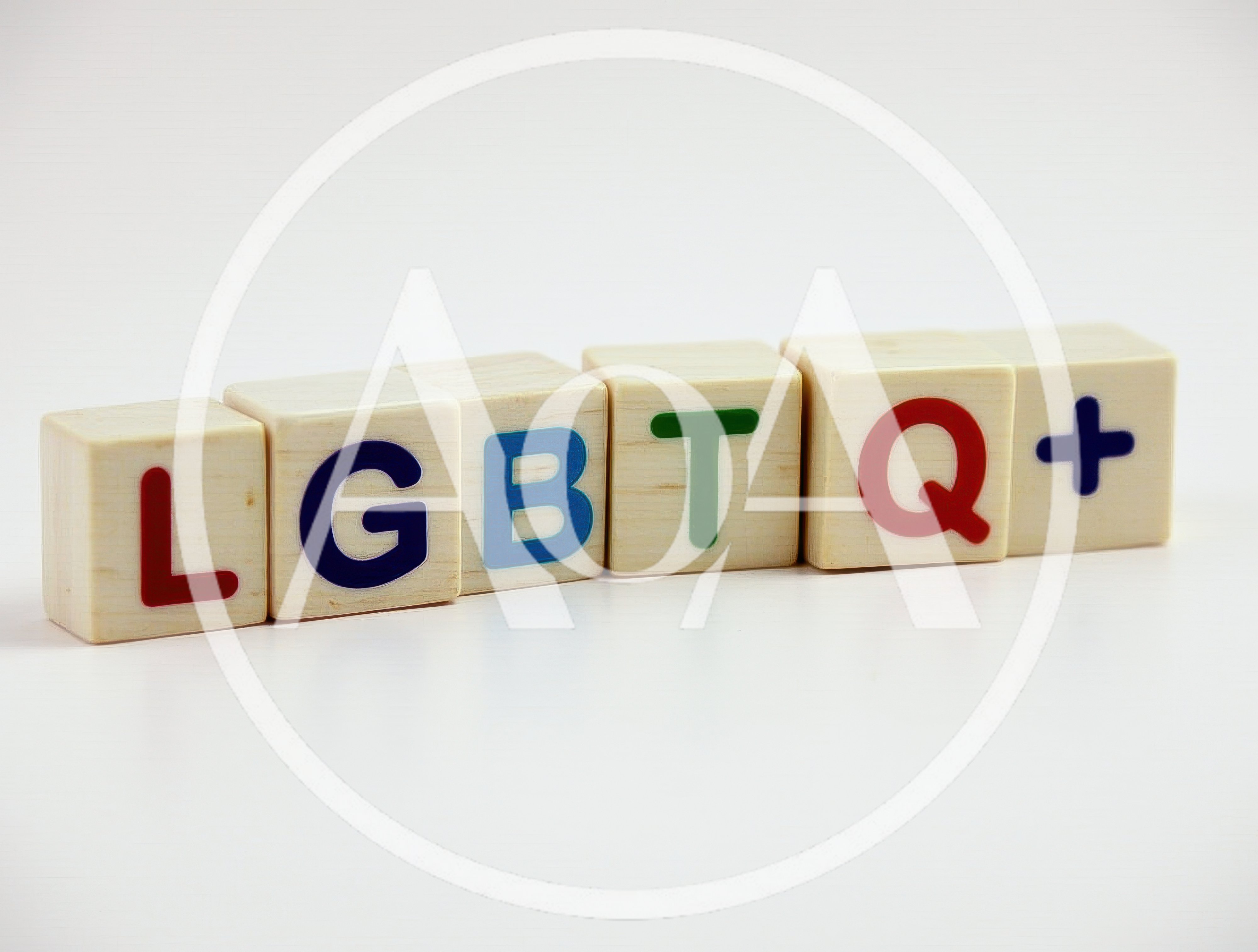 Wooden Alphabet Blocks Spelling LGBTQ Plus
