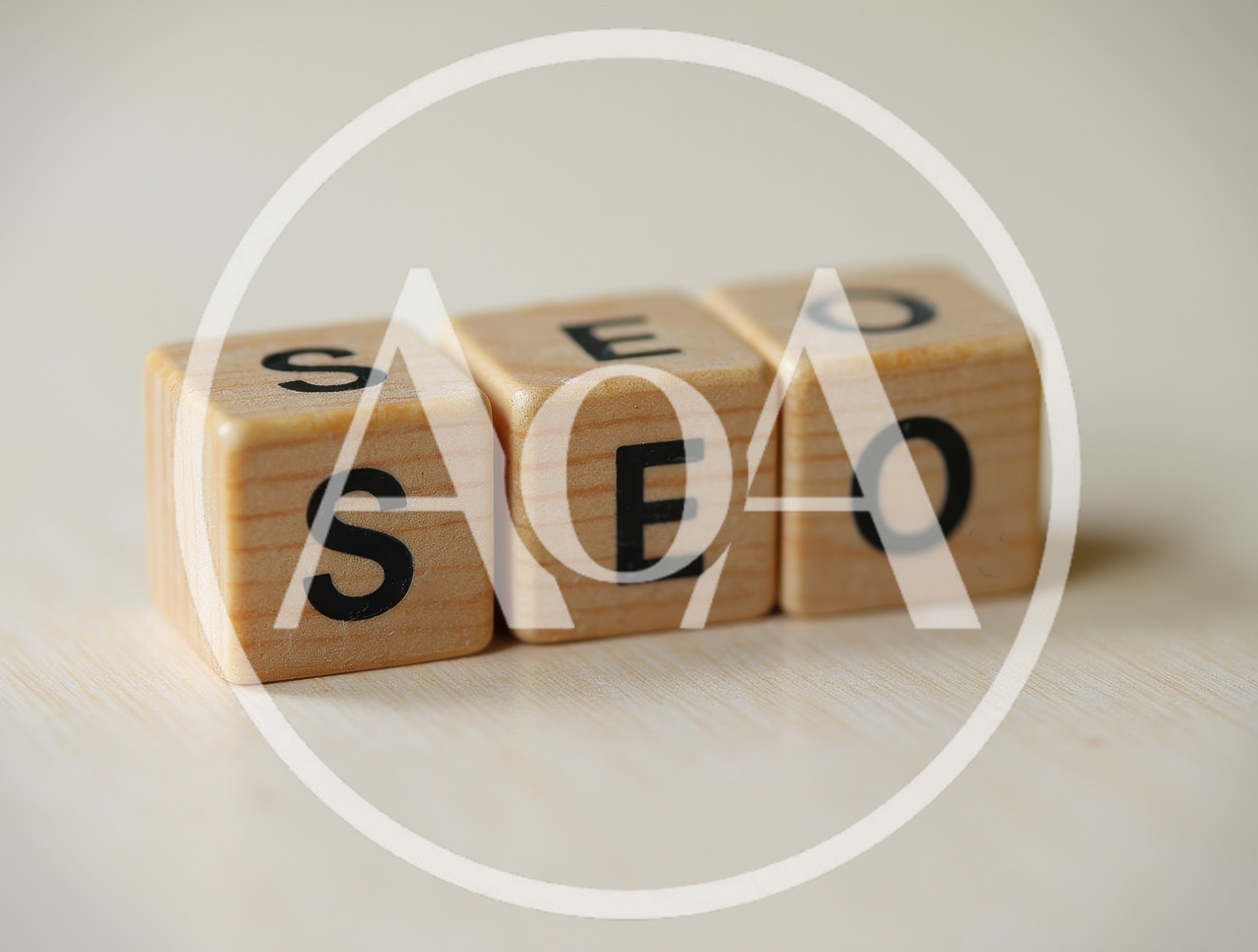 Wooden Blocks Spelling SEO On A Light Surface