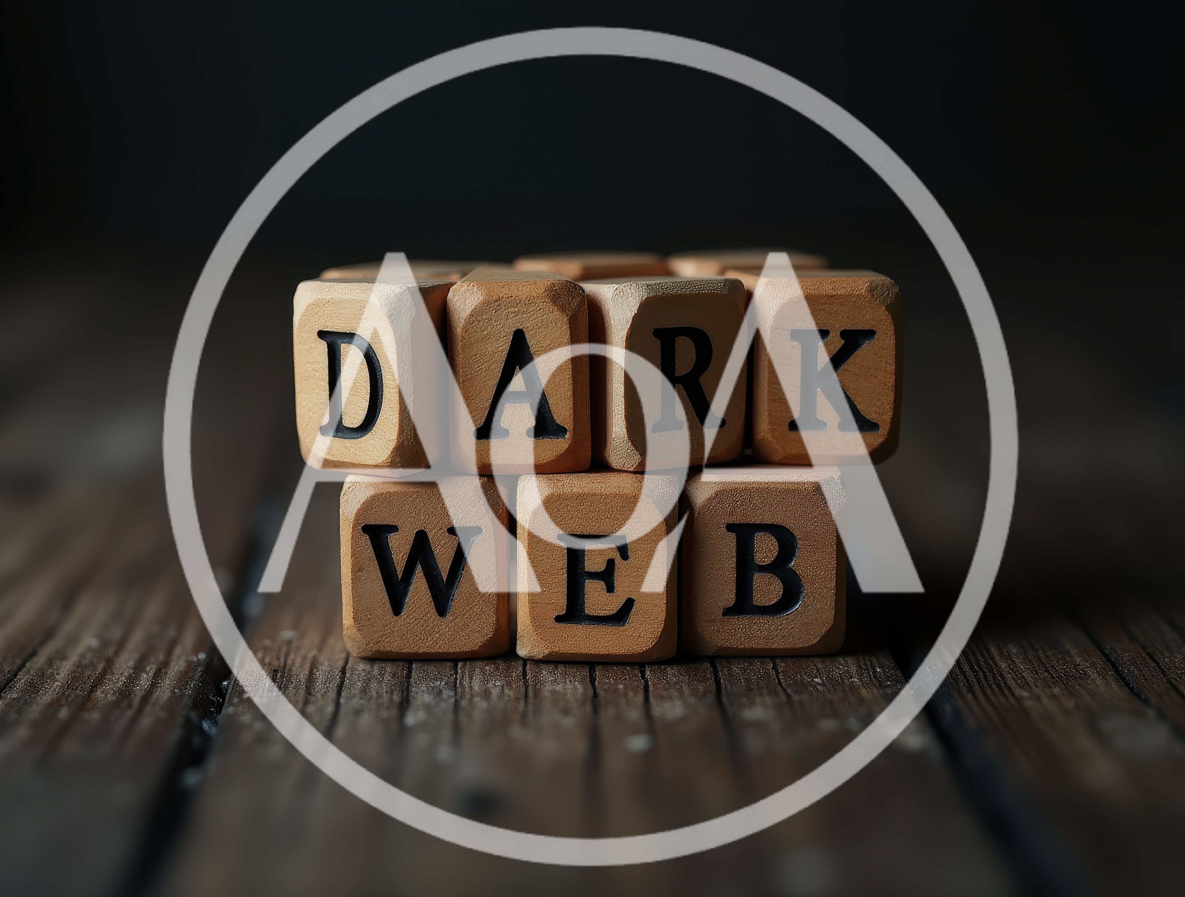 Wooden Blocks Spelling Dark Web On Rustic Surface