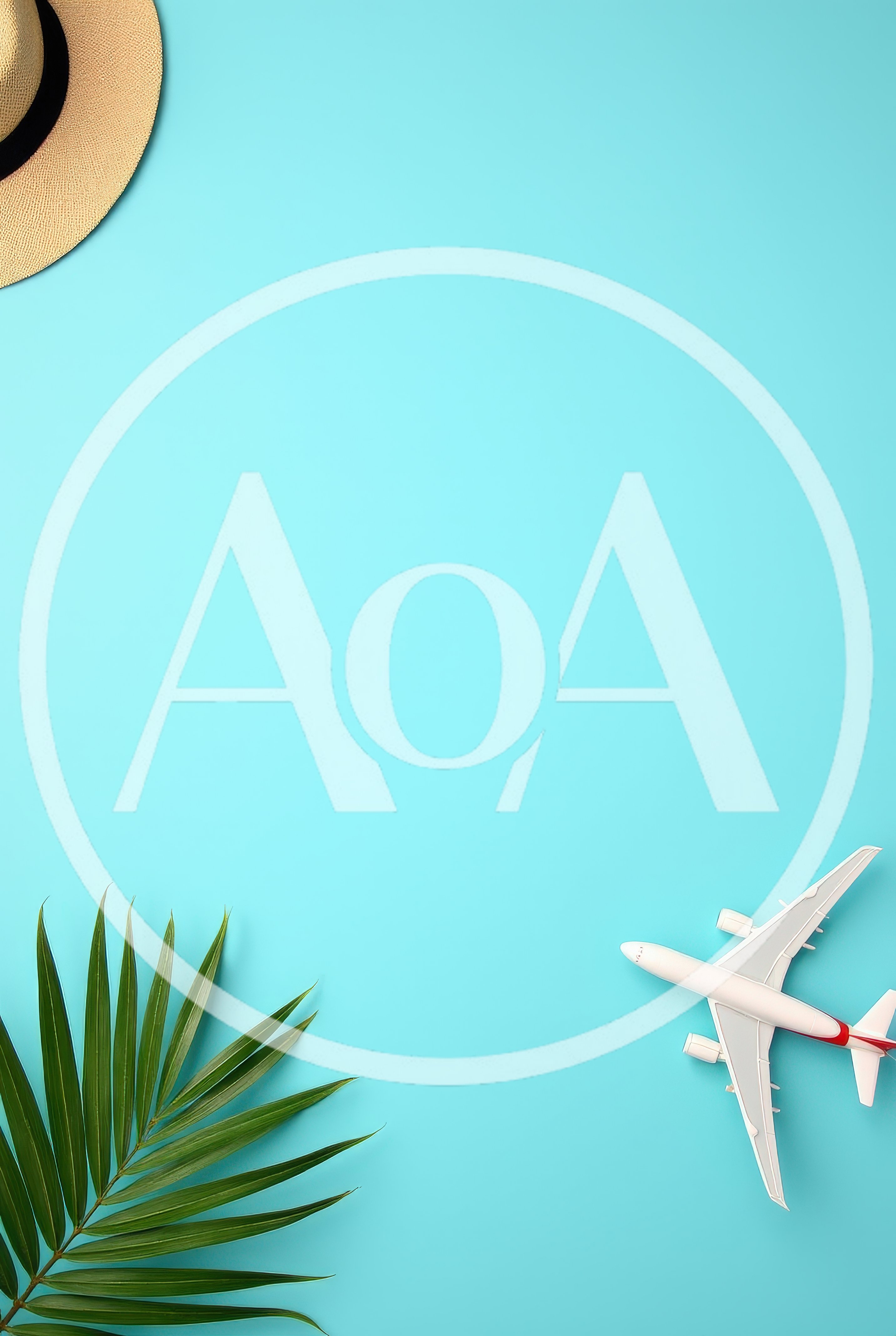Travel Concept with Airplane Model and Palm Leaf