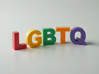 Colorful LGBTQ Letters Standing On A White Surface