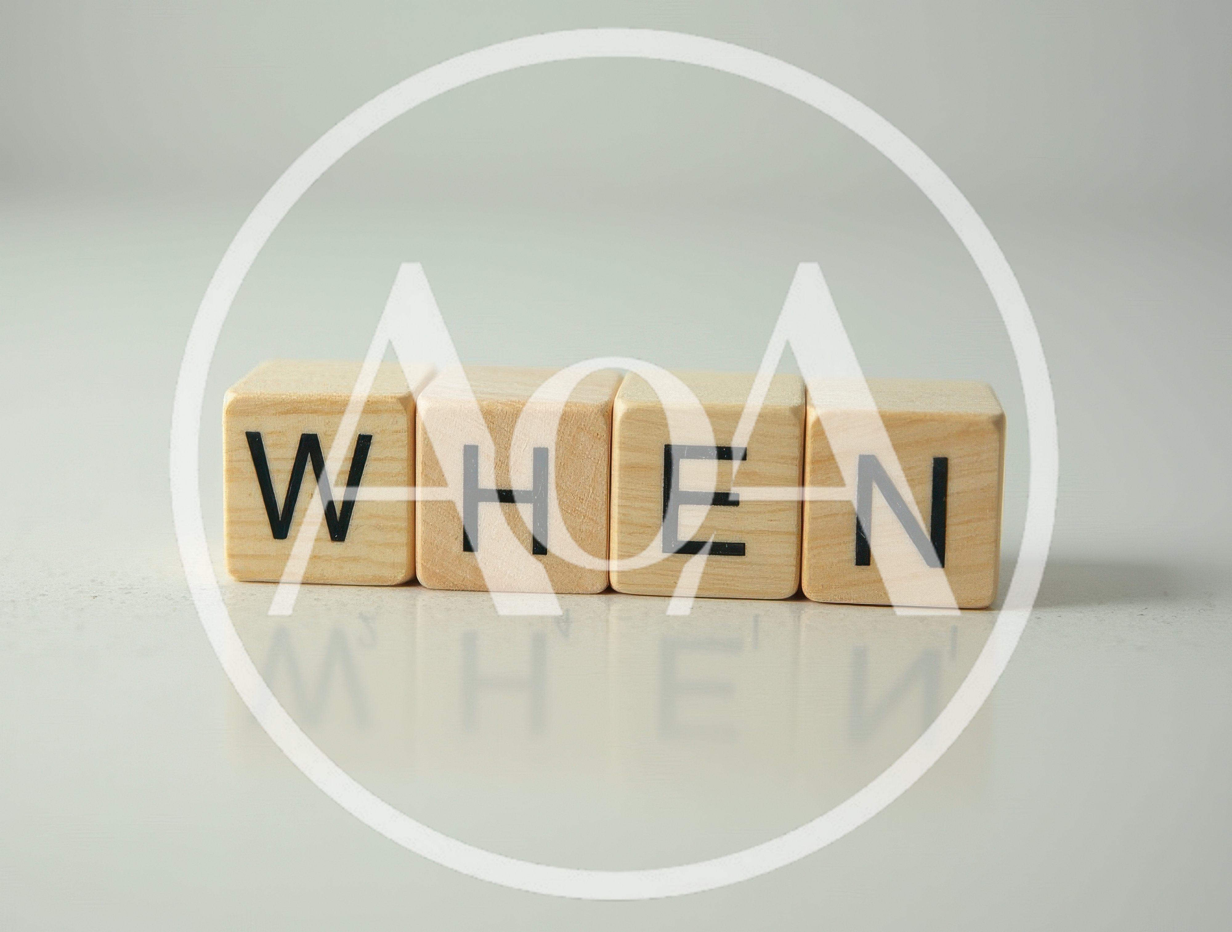 Wooden Blocks Spelling The Word When