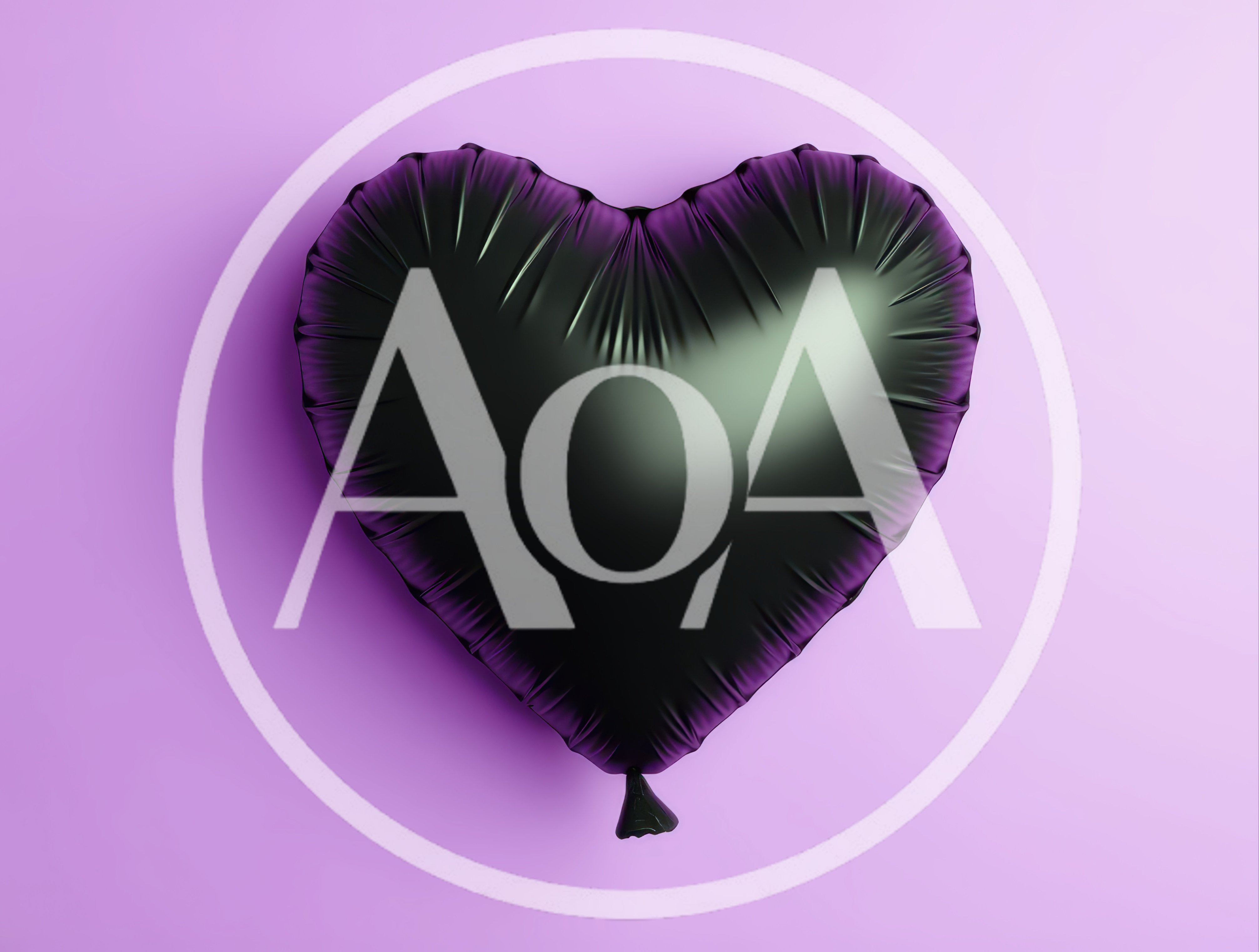 Black Heart Shaped Balloon on Purple Background