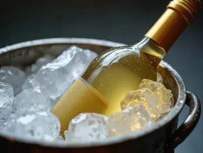 Chilled White Wine Bottle In Ice Bucket