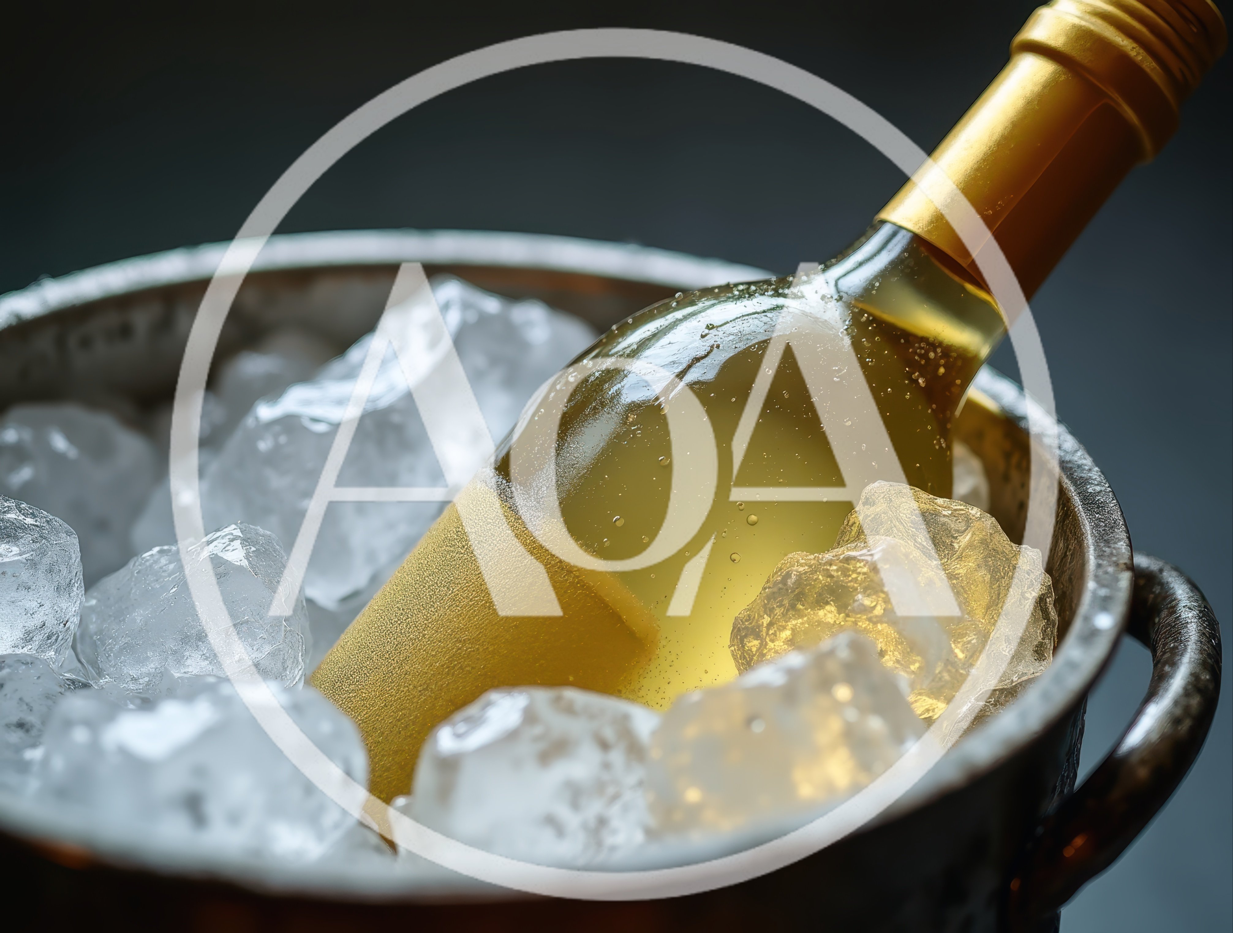 Chilled White Wine Bottle In Ice Bucket