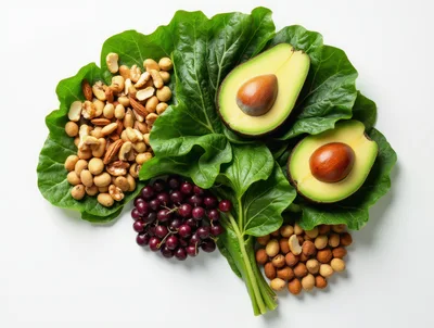 Healthy Food Composition With Avocado Nuts And Berries