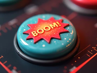 Close Up Of A Teal Boom Button On A Console