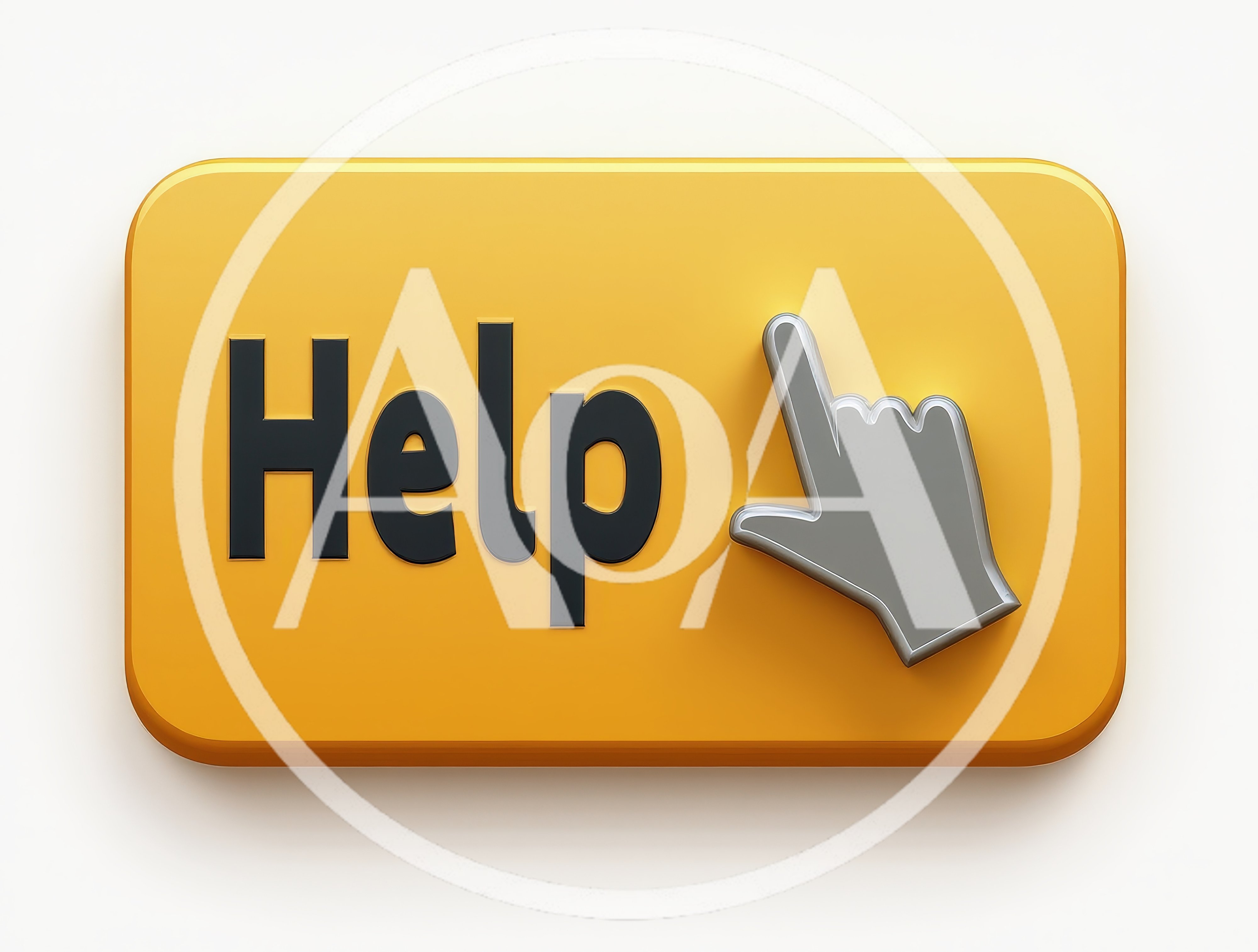 3D Rendered Yellow Help Button With Cursor Icon