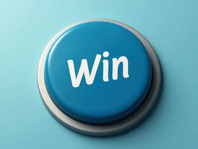 Blue Push Button With Win Text