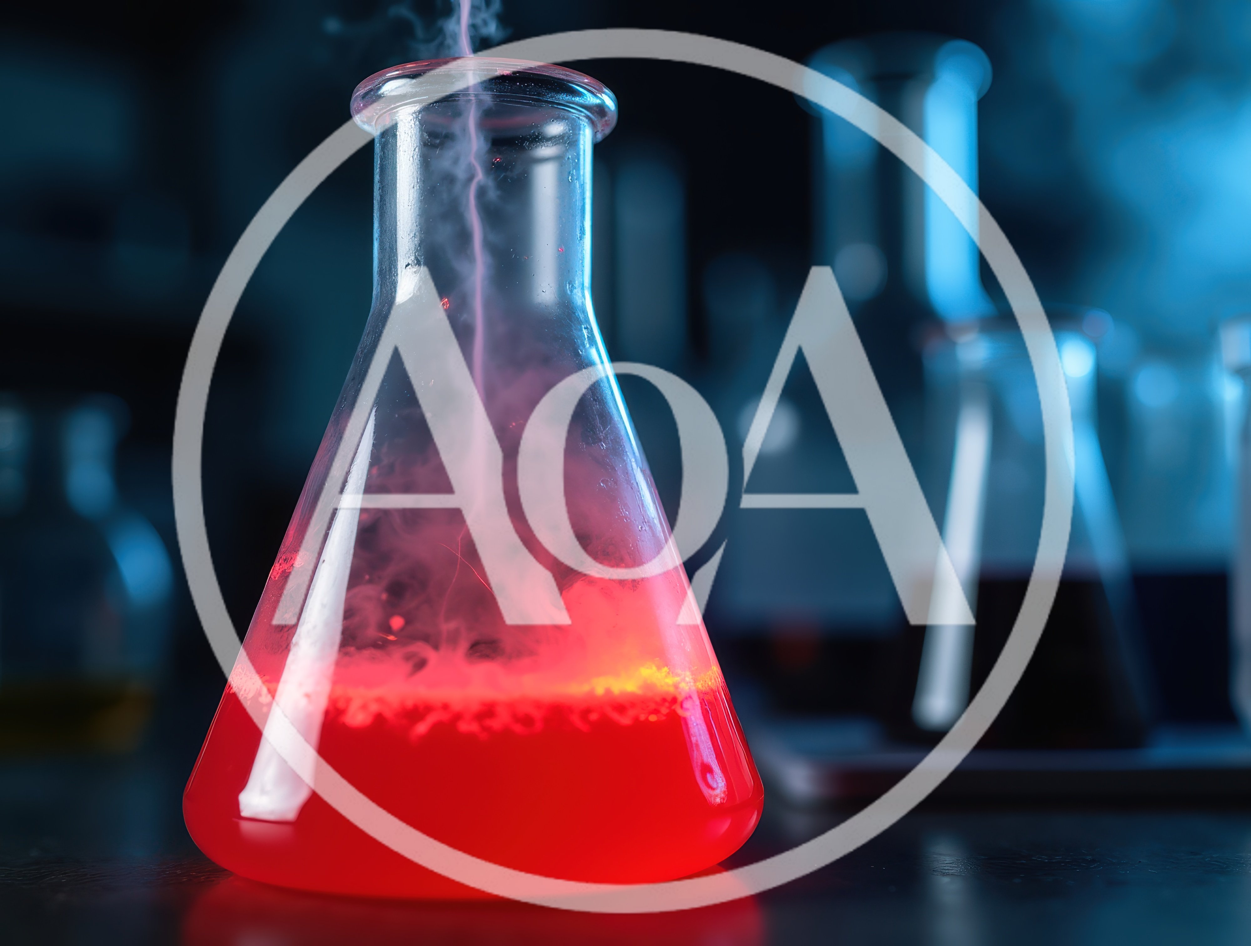 Erlenmeyer Flask With Glowing Red Chemical Reaction