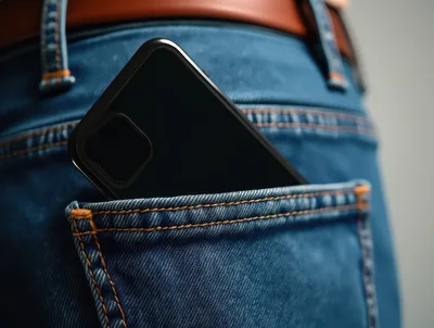 Smartphone Sticking Out Of A Blue Jeans Pocket