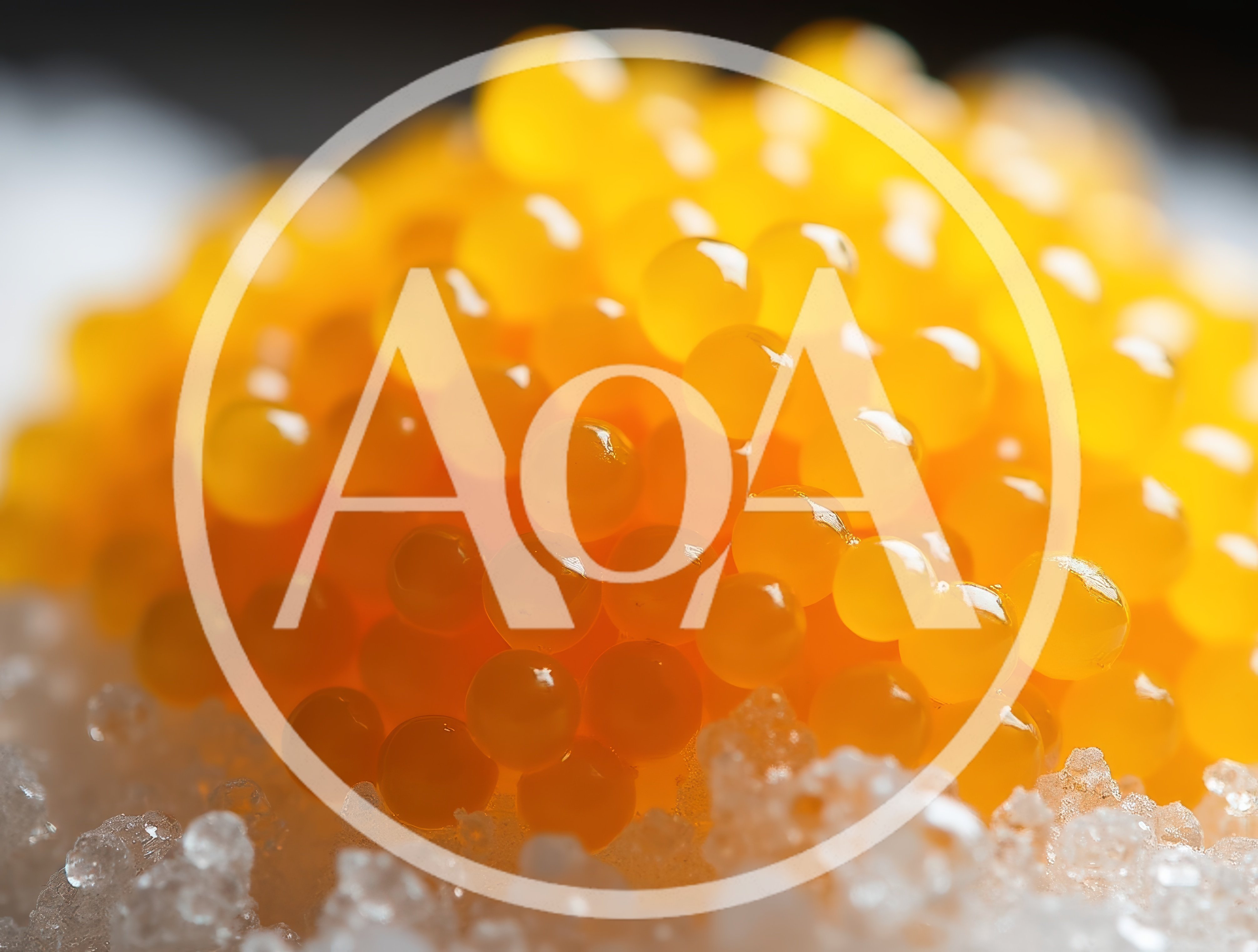 Macro Shot Of Fresh Orange Salmon Roe On Ice