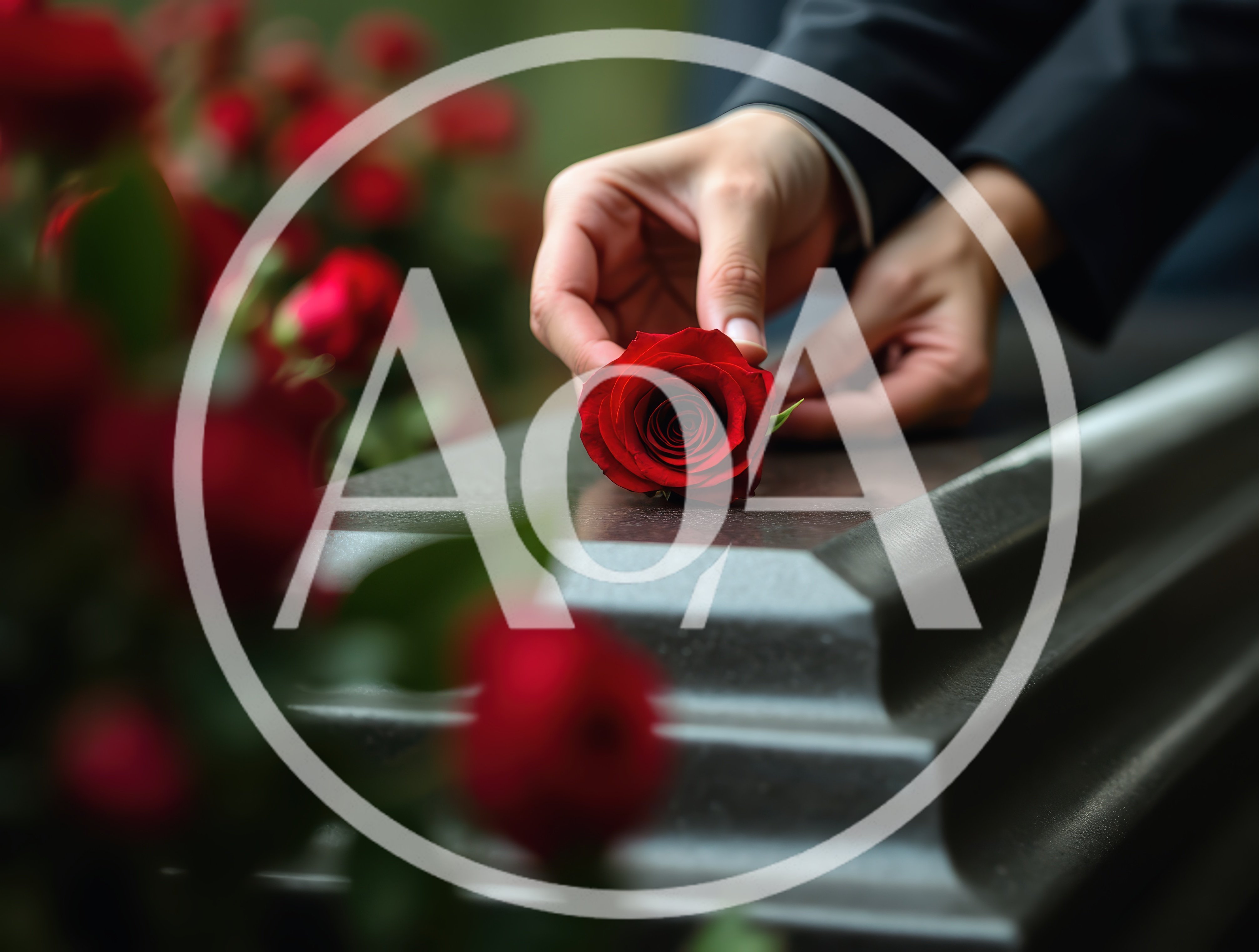 Person Placing A Red Rose On A Casket