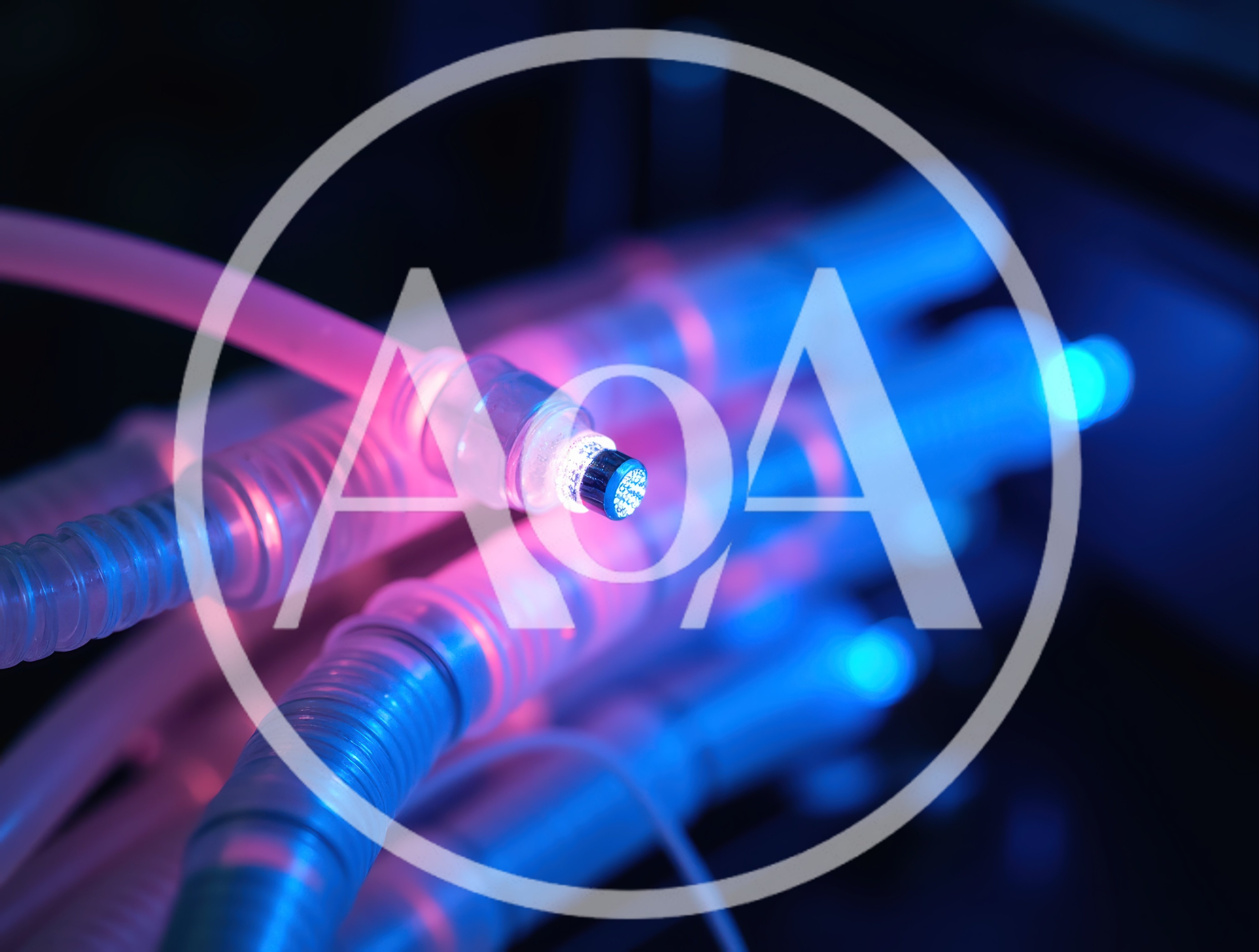 Fiber Optic Cables With Glowing Pink And Blue Light