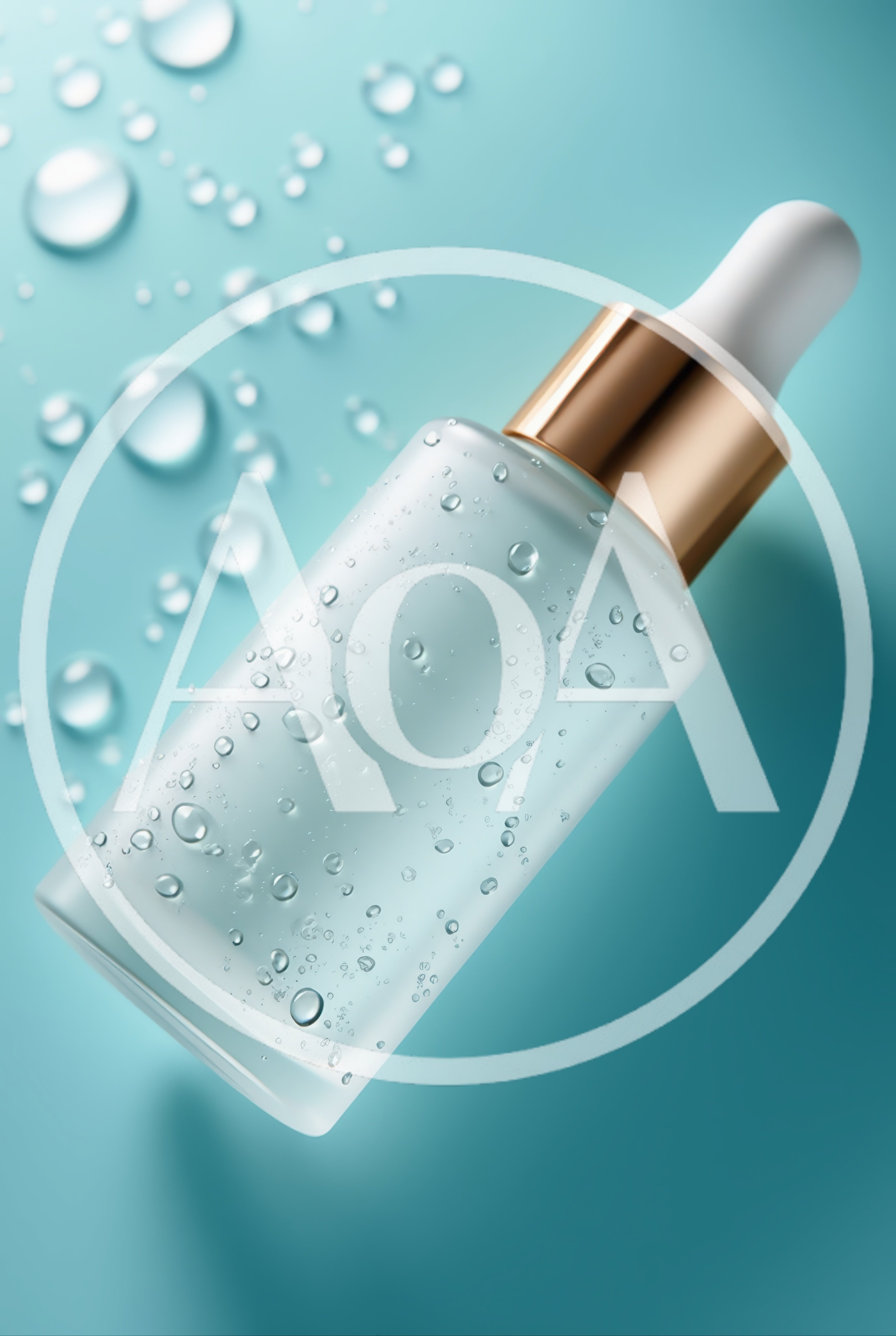 Frosted Glass Serum Bottle With Dropper On Blue Background