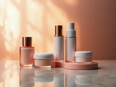 Luxury Skincare Product Set on Marble Surface