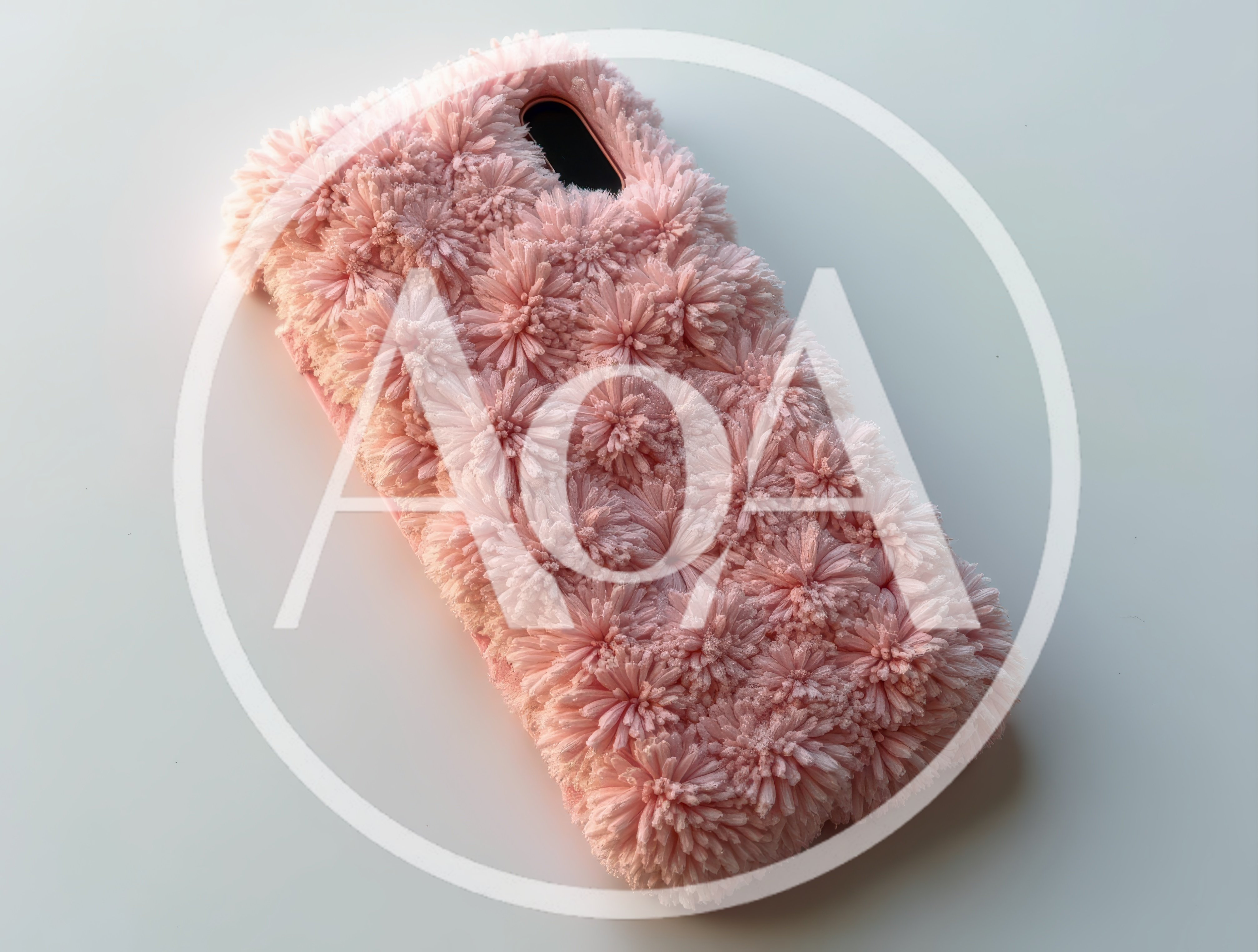 Pink Fuzzy Flower Textured Phone Case