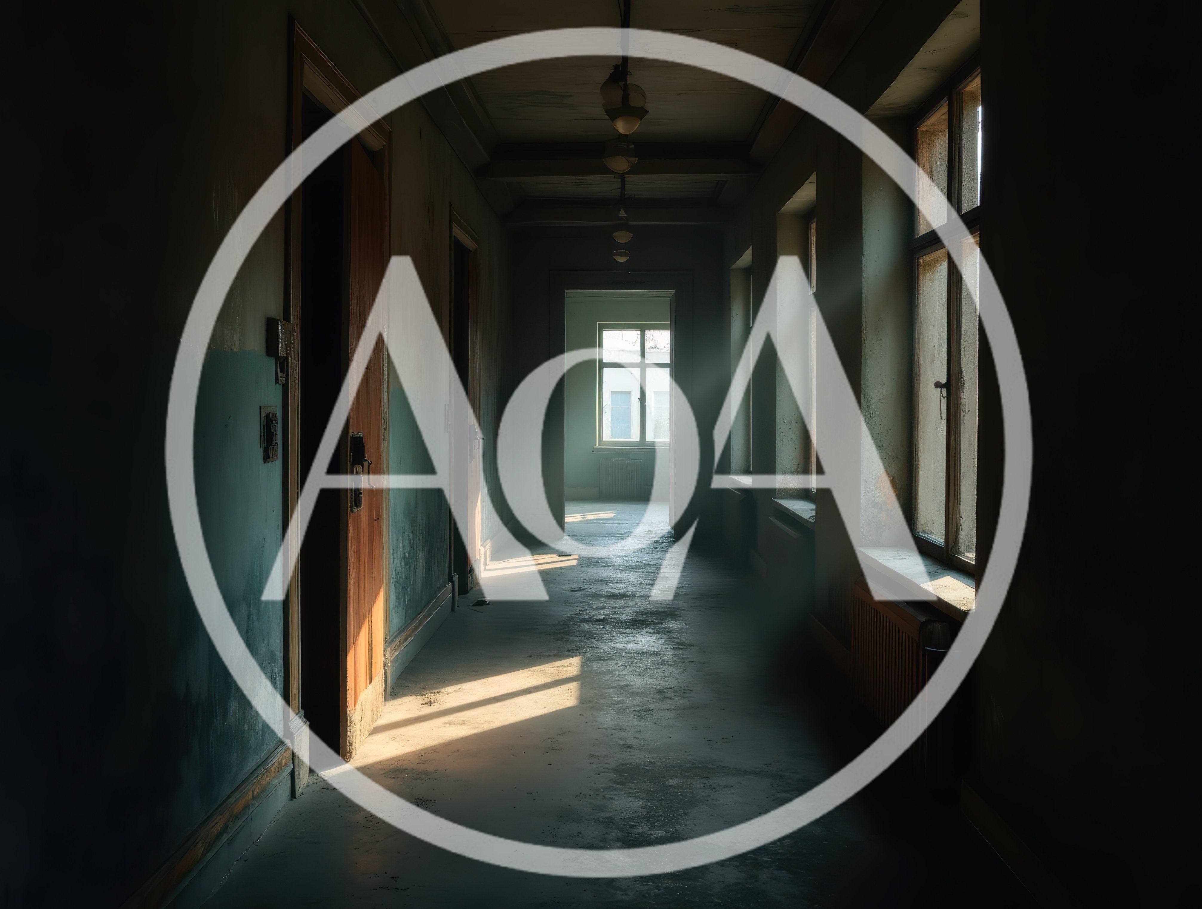 Abandoned Hallway With Sunlight Streaming Through Windows