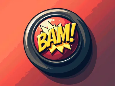 Comic Book Style Bam Button Illustration