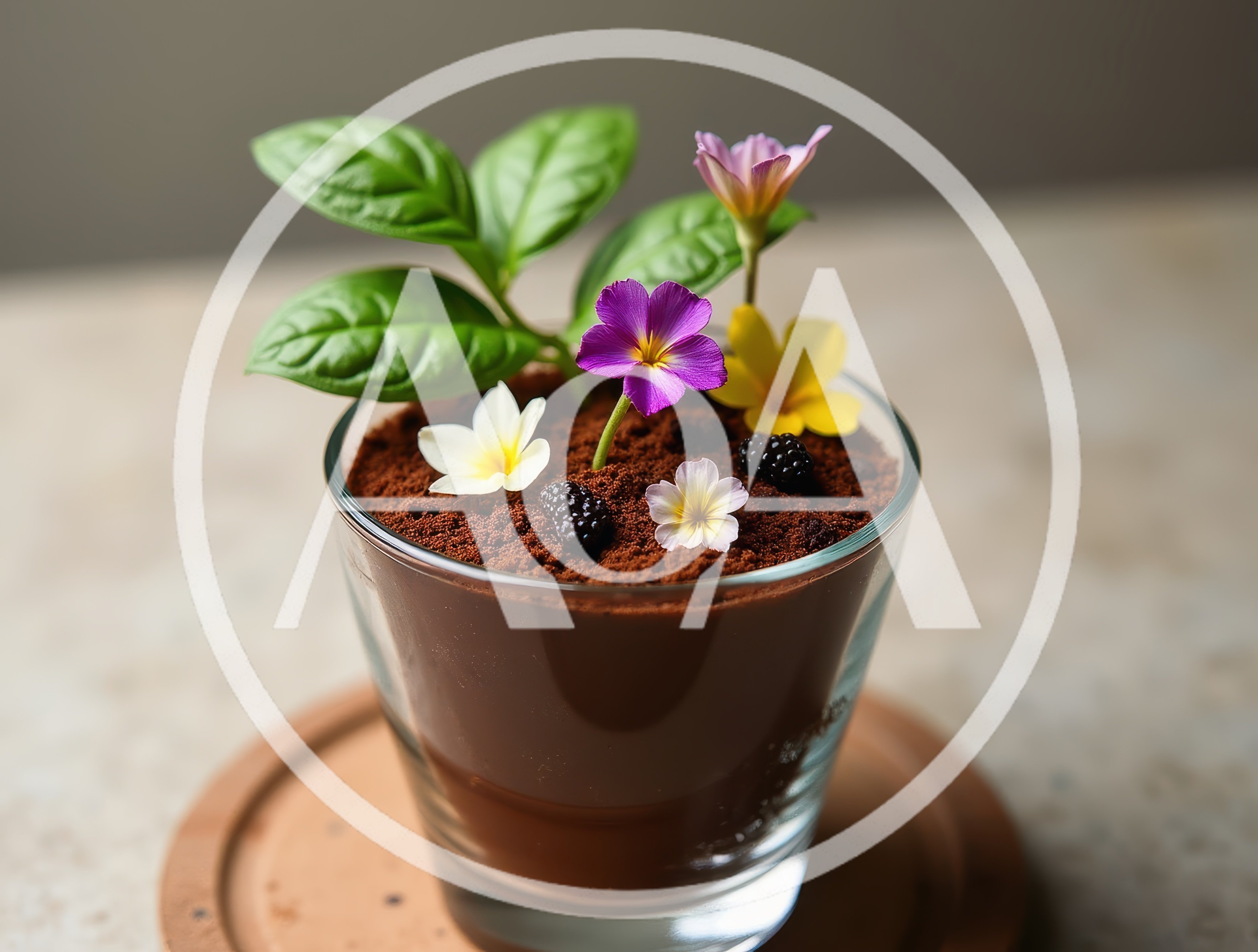Chocolate Mousse Dessert Decorated Like A Potted Plant