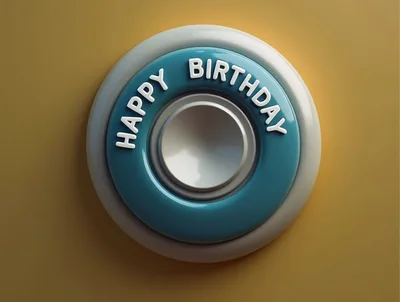 3D Rendered Happy Birthday Circular Button Icon