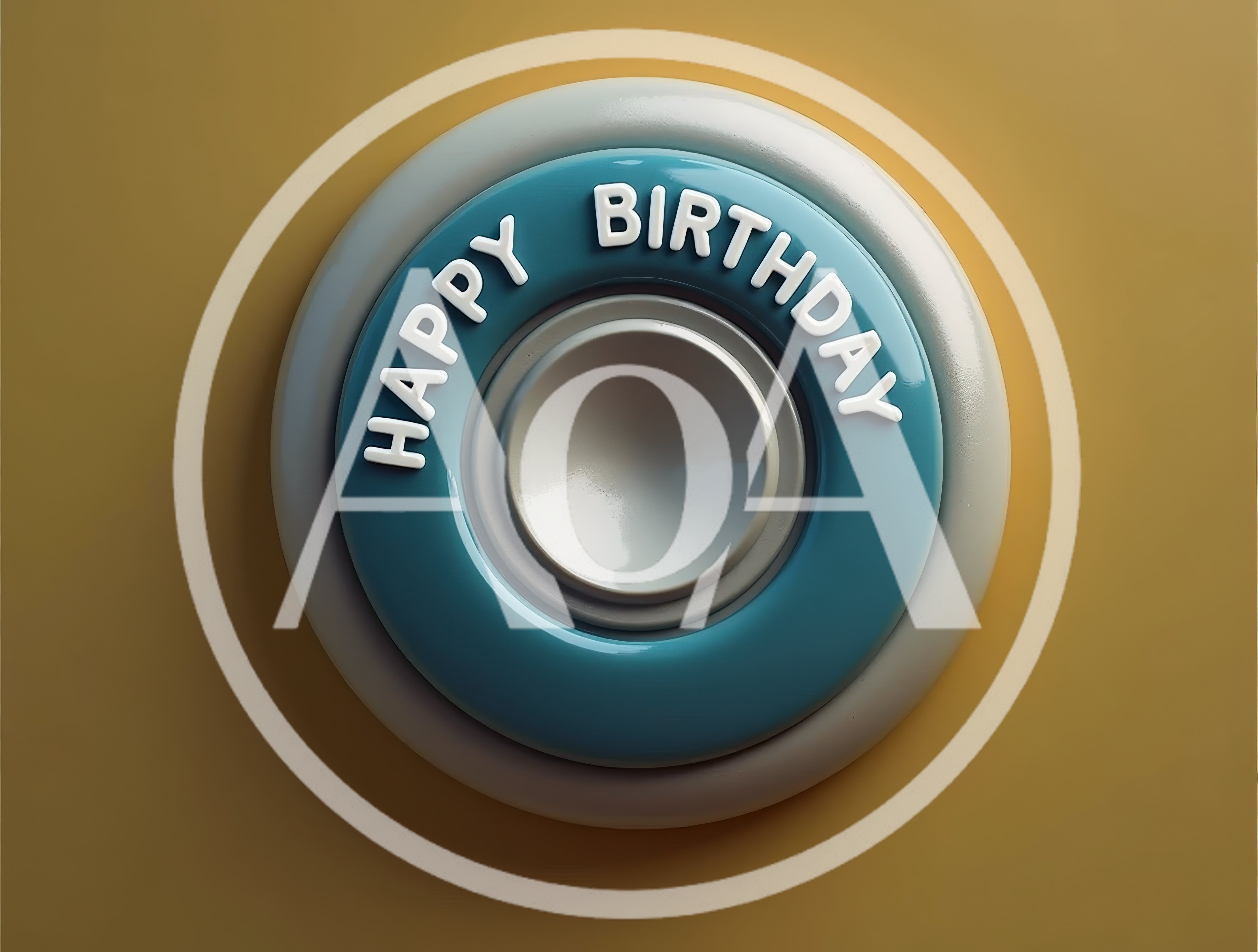 3D Rendered Happy Birthday Circular Button Icon
