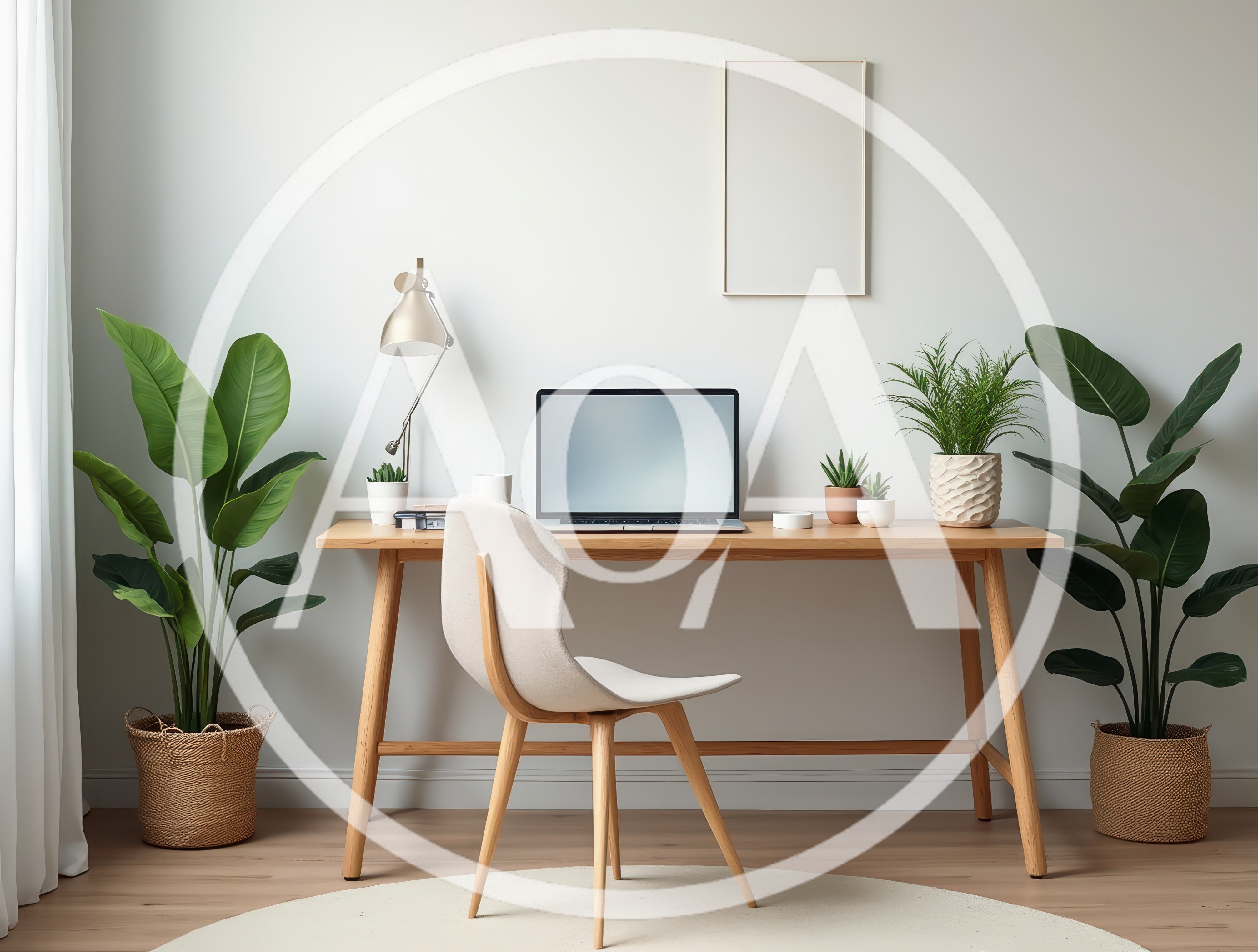 Modern Minimalist Home Office Workspace With Laptop